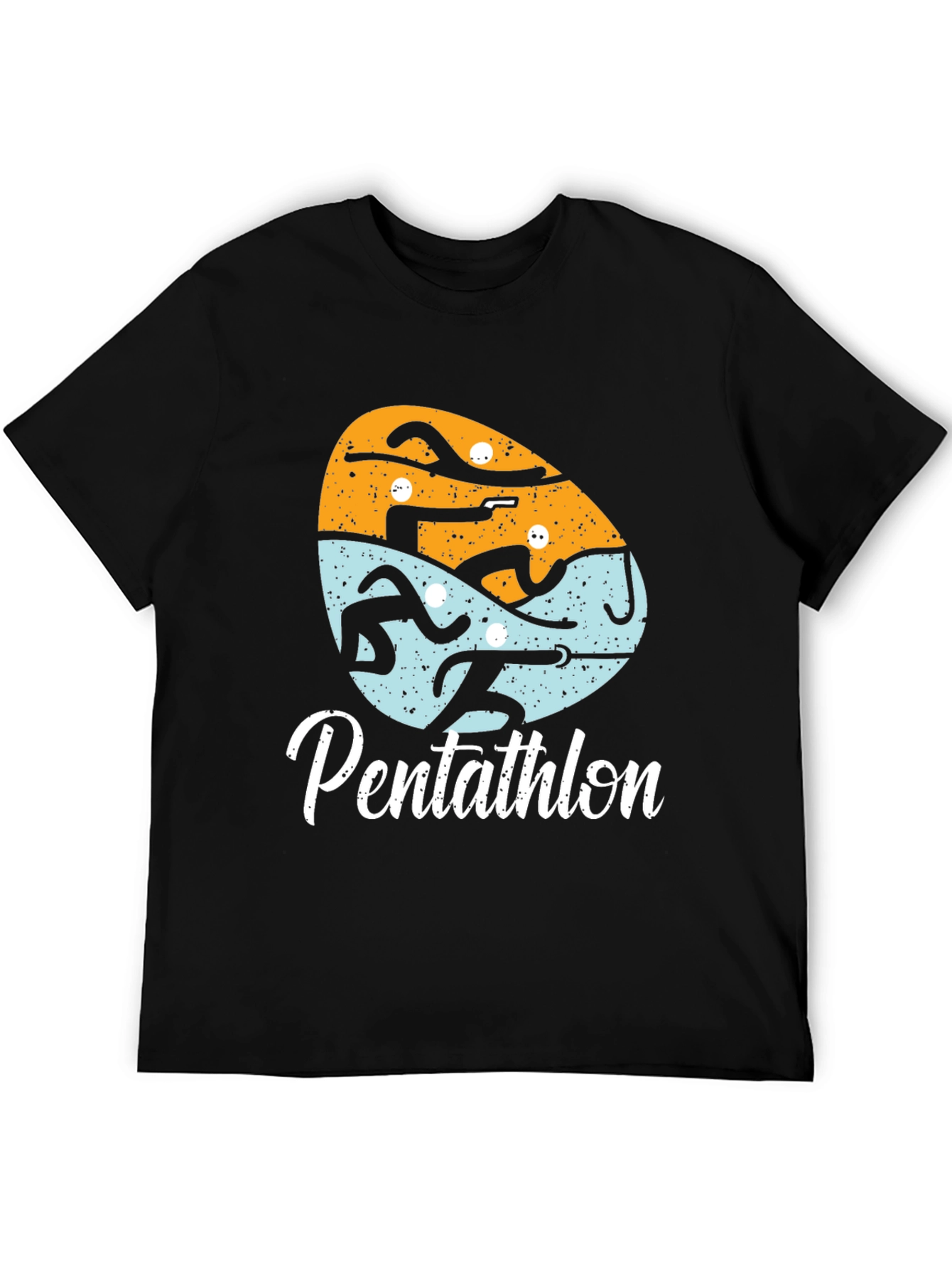 Camiseta Negra Pentatlón Diseño Gráfico Único