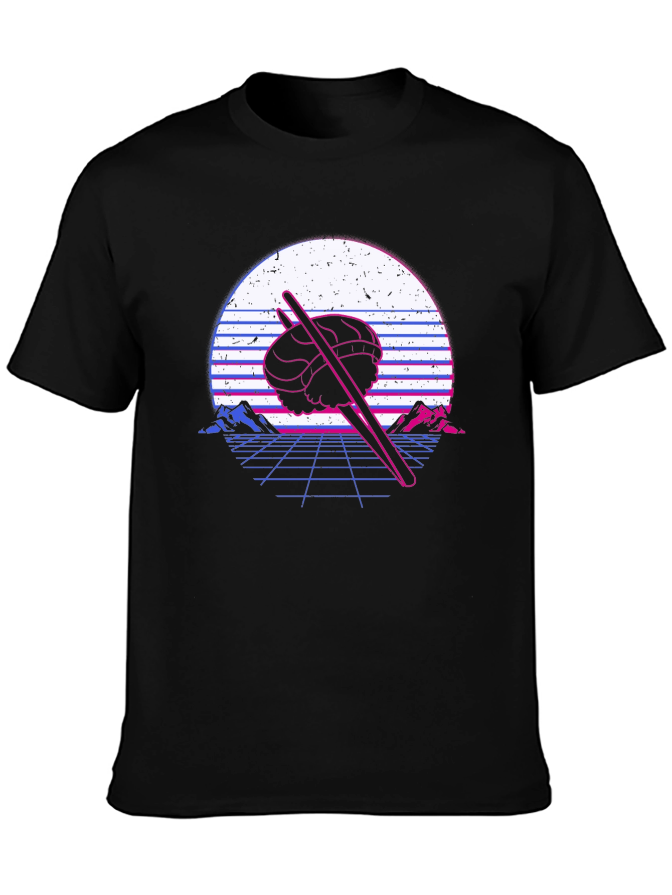 Camiseta Negra con Diseño Sushi Retro
