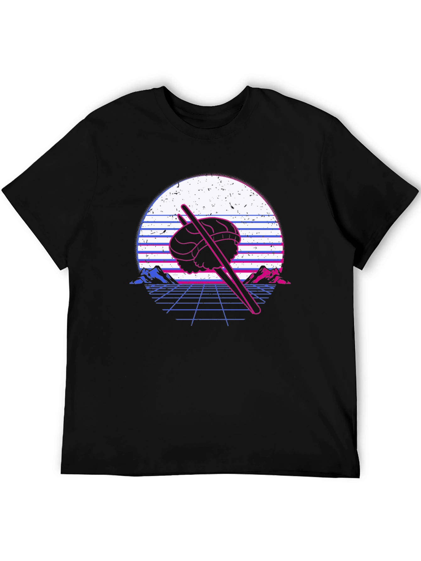 Camiseta Negra con Diseño Sushi Retro