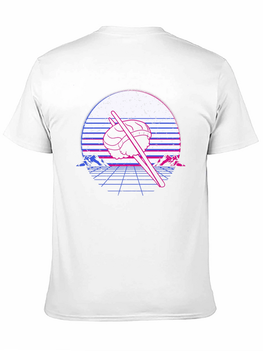 Camiseta Negra con Diseño Sushi Retro