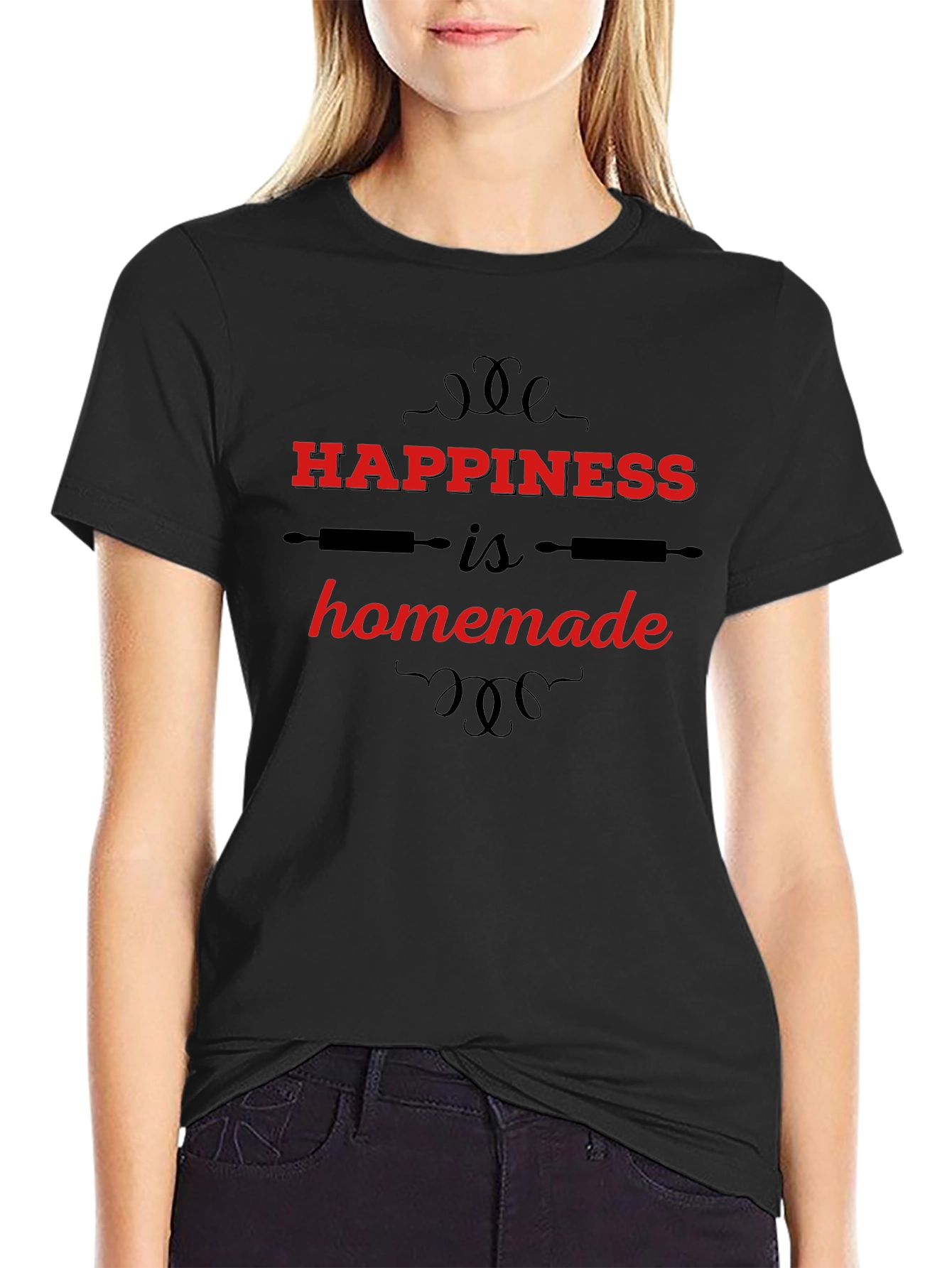 Camiseta Negra Happiness is Homemade