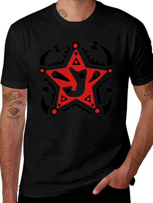 Camiseta Negra con Estrella Roja Estilizada