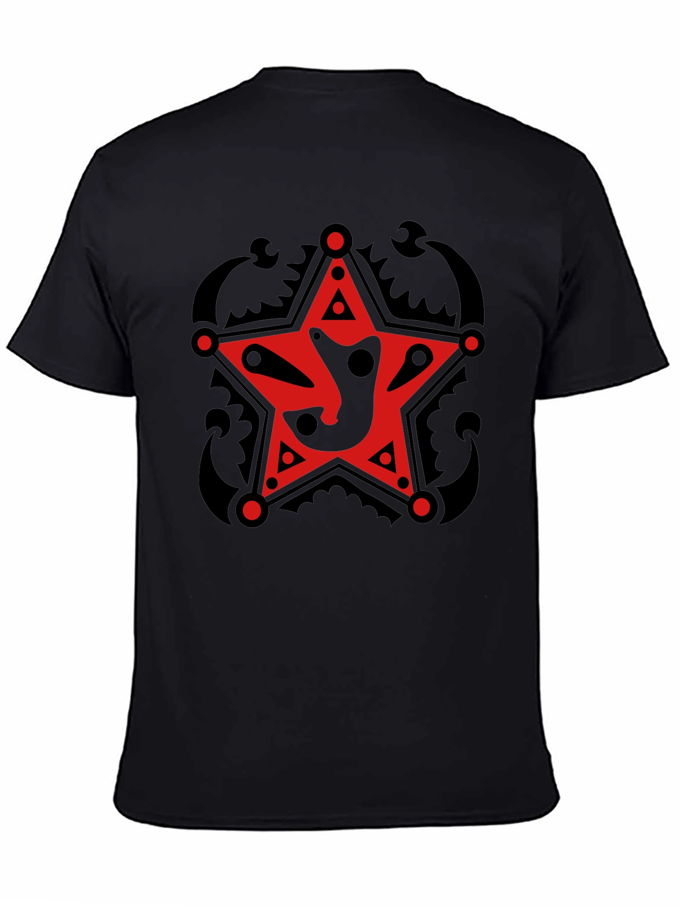 Camiseta Negra con Estrella Roja Estilizada