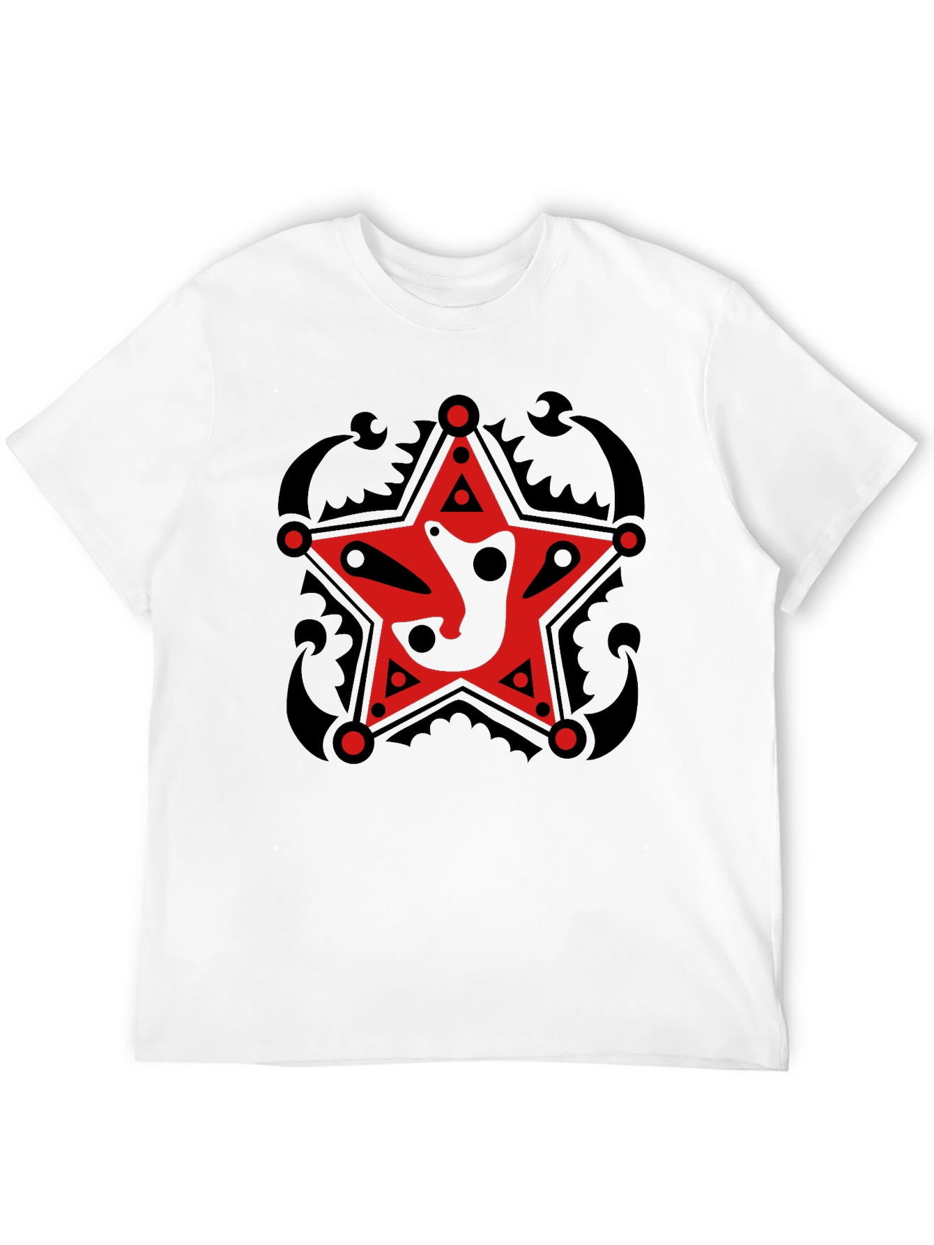 Camiseta Negra con Estrella Roja Estilizada