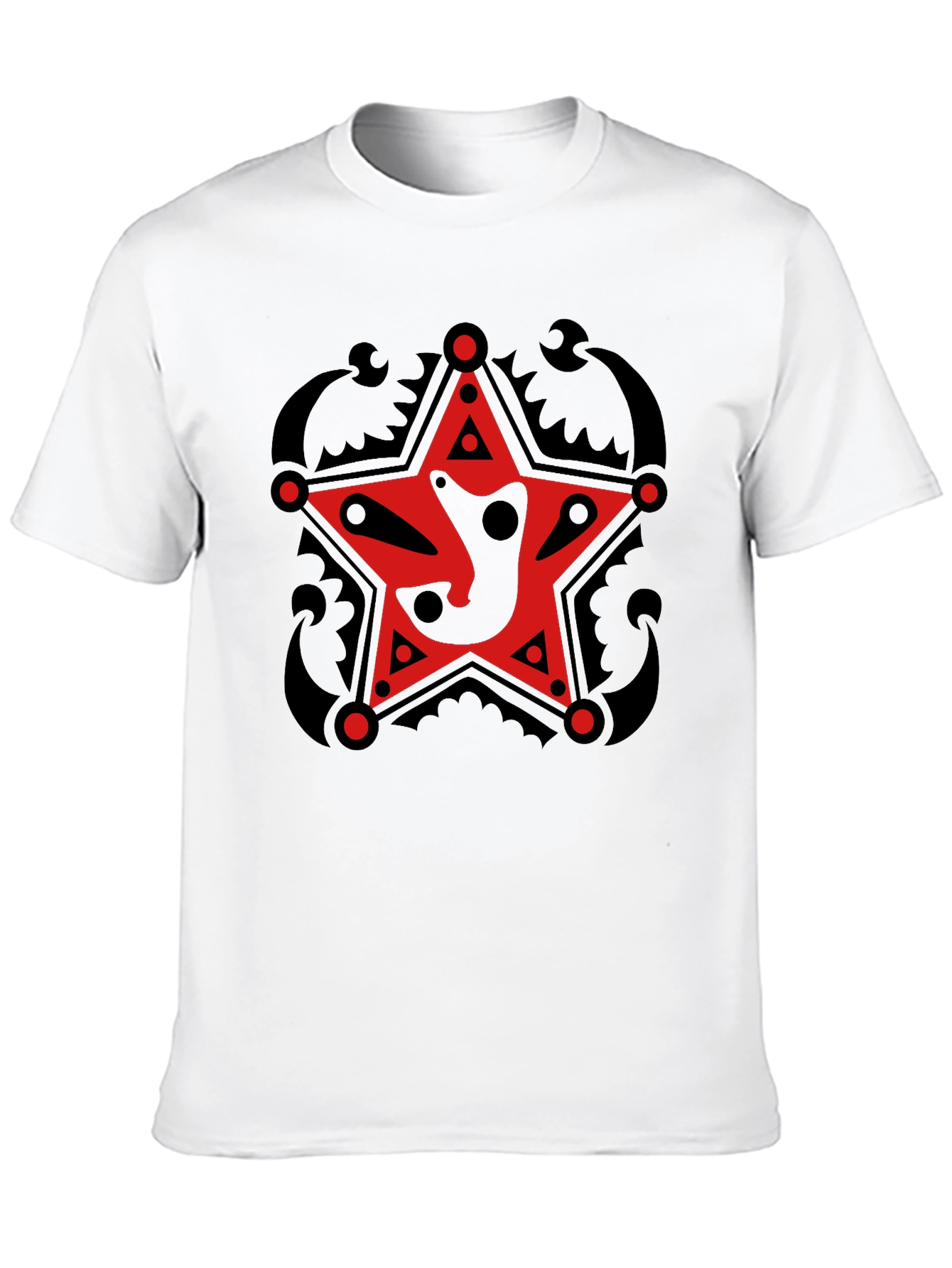 Camiseta Negra con Estrella Roja Estilizada