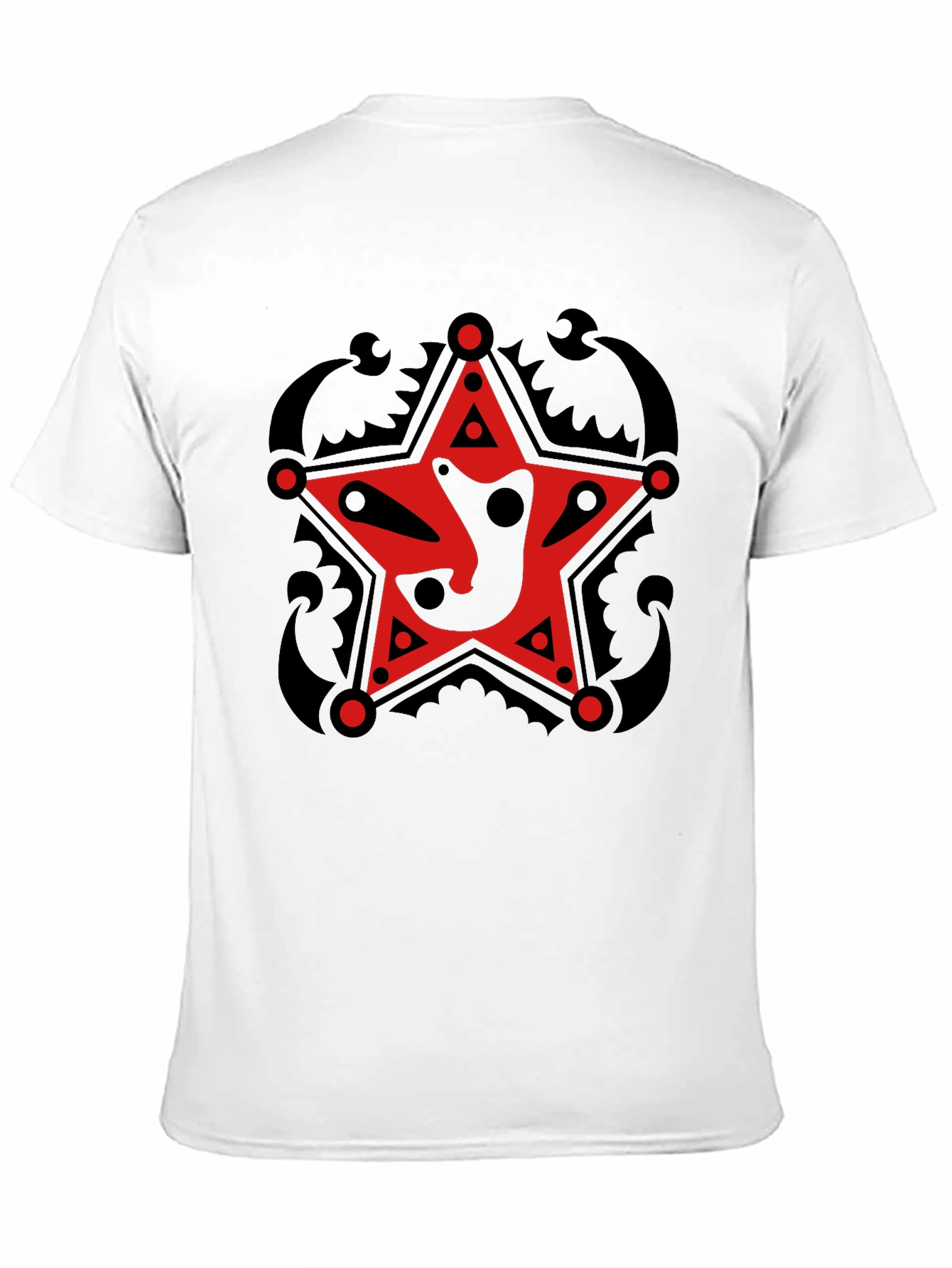 Camiseta Negra con Estrella Roja Estilizada
