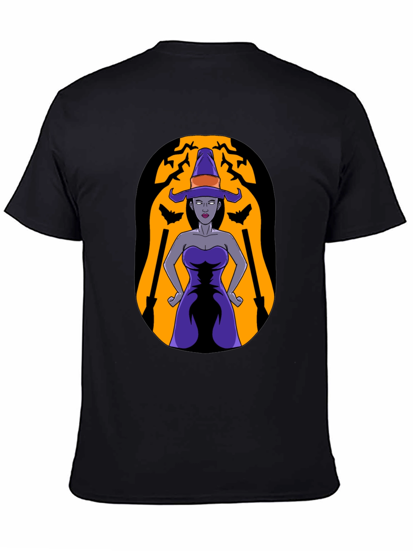 Camiseta Negra con Diseño de Bruja Halloween