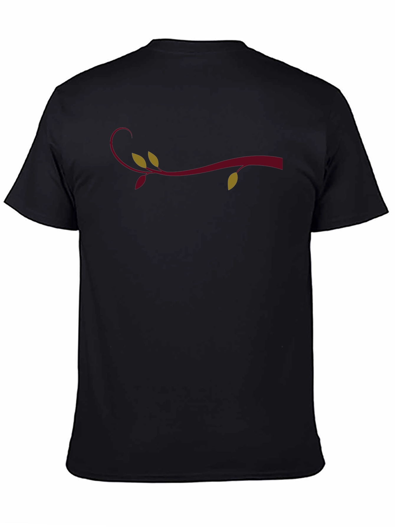 Camiseta Negra con Diseño de Rama Elegante