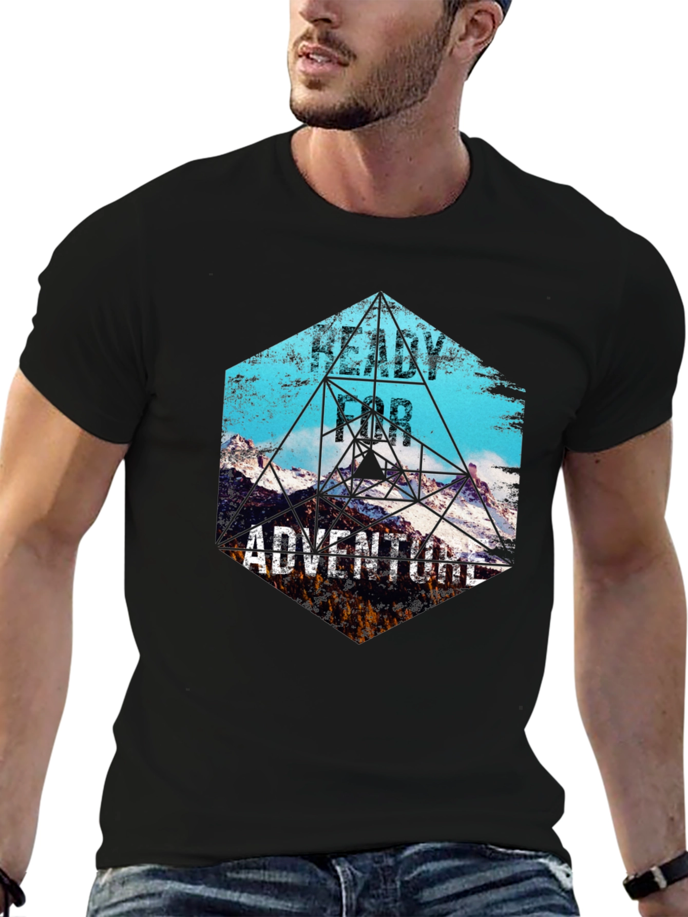 Camiseta Negra de Aventura para Hombre