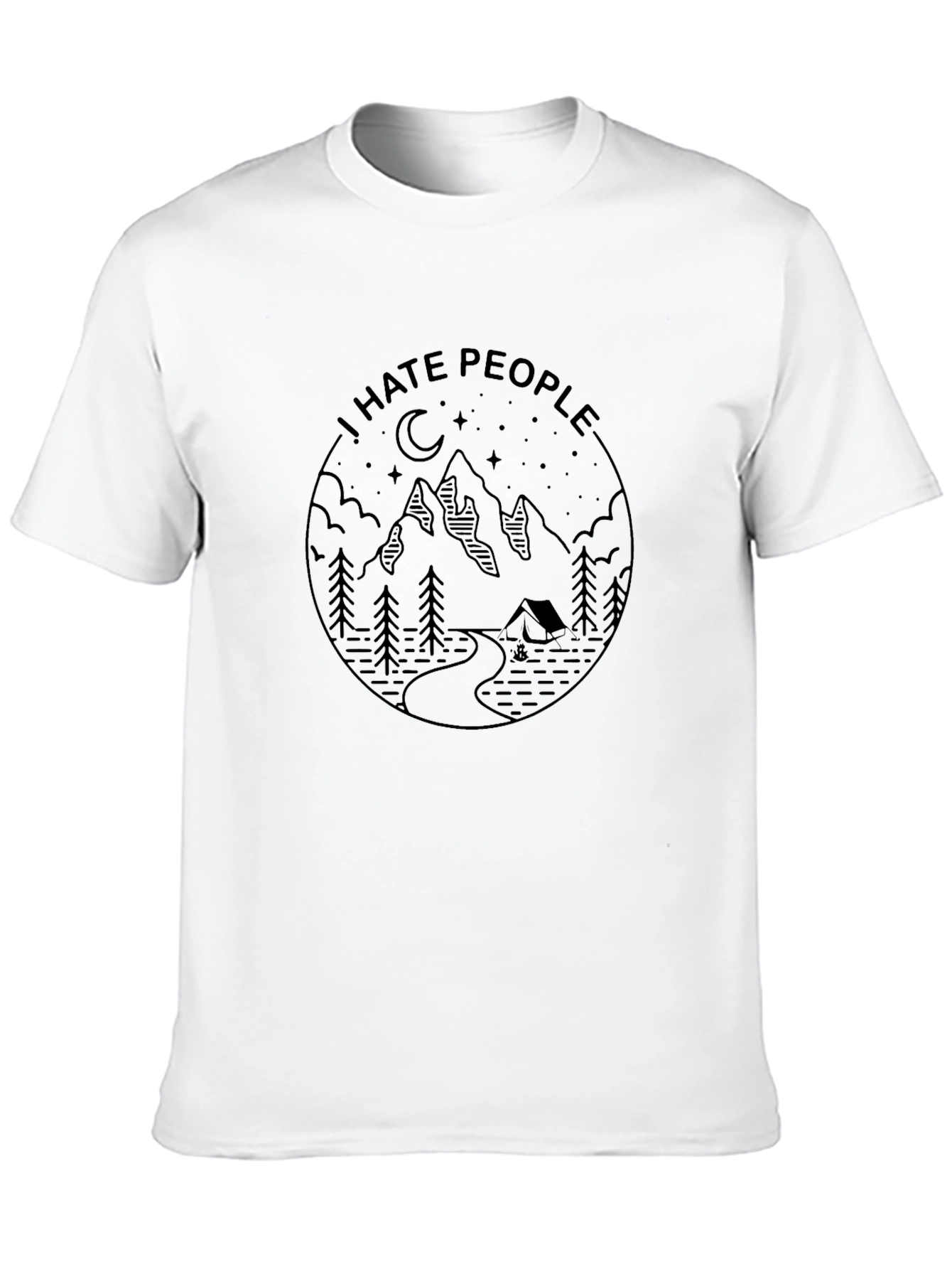Camiseta Negra con Diseño de Montaña I Hate People