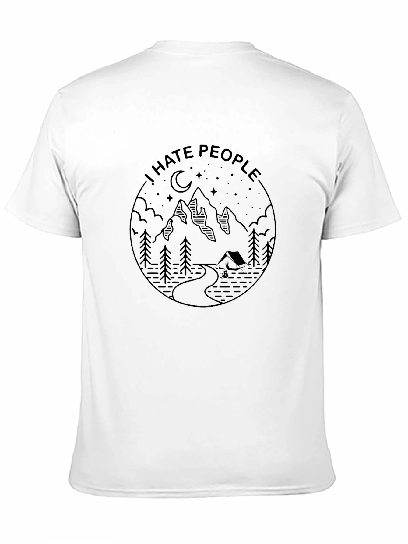 Camiseta Negra con Diseño de Montaña I Hate People