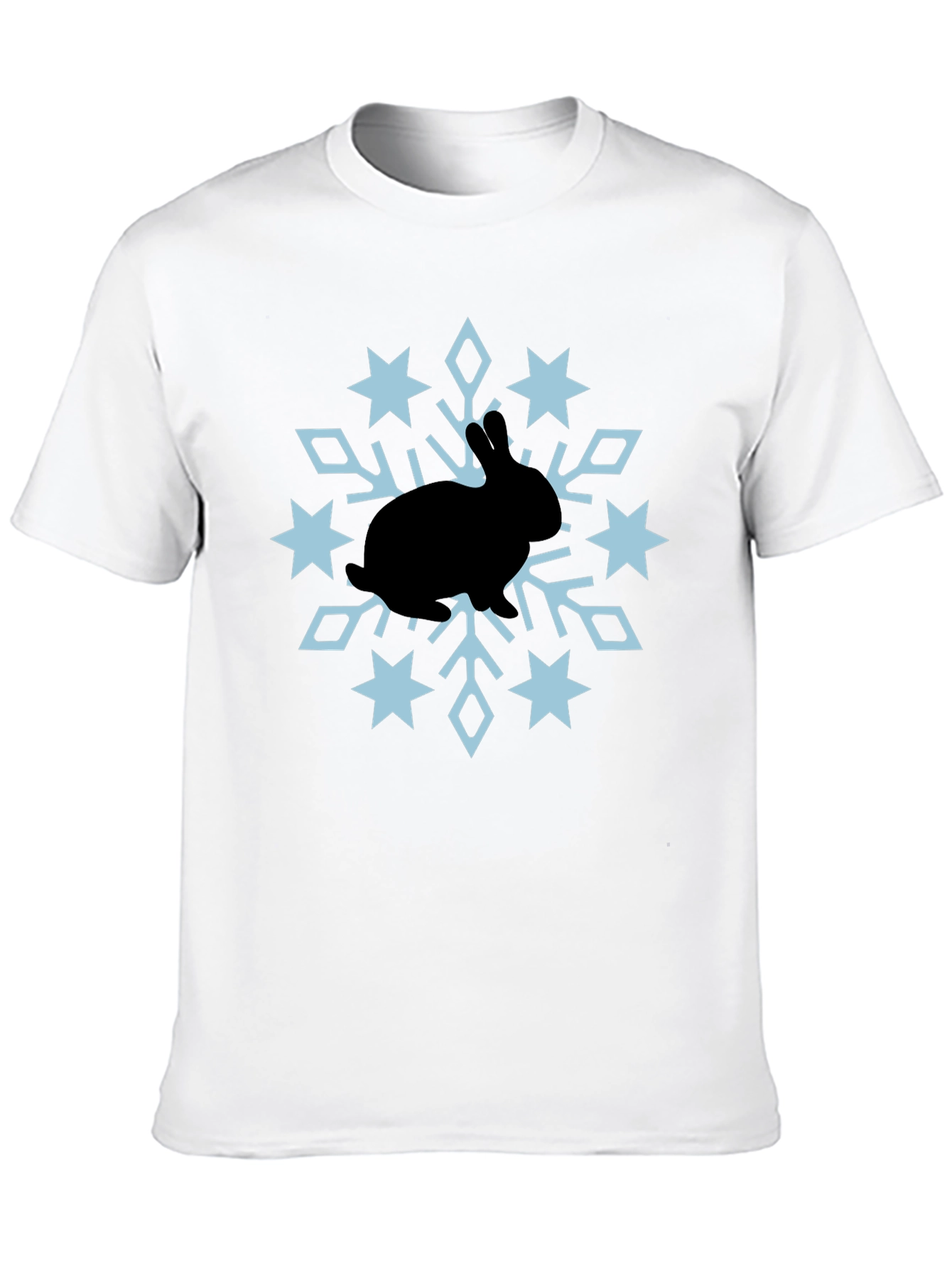Camiseta Negra Conejo Copo Nieve Diseño Invierno
