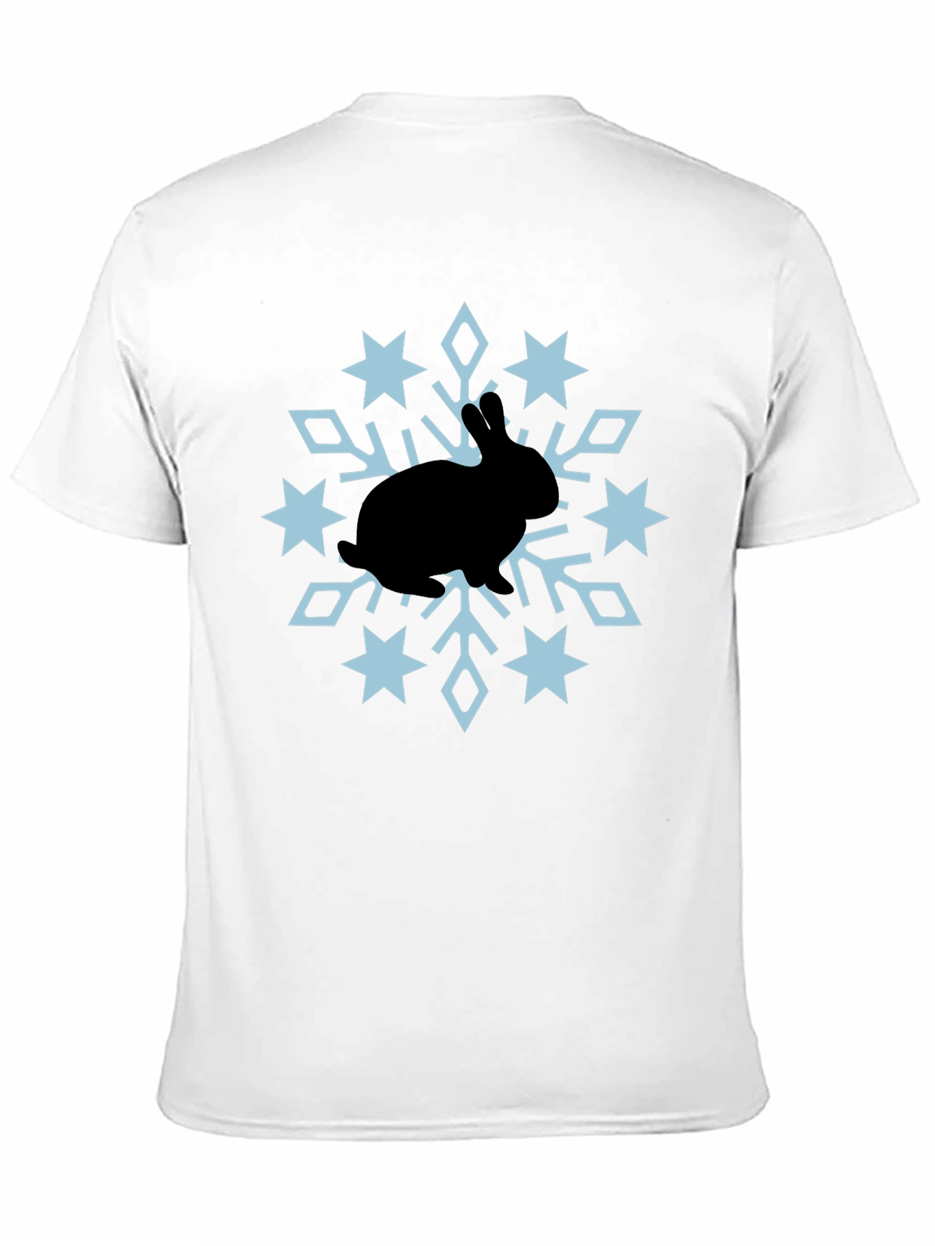 Camiseta Negra Conejo Copo Nieve Diseño Invierno