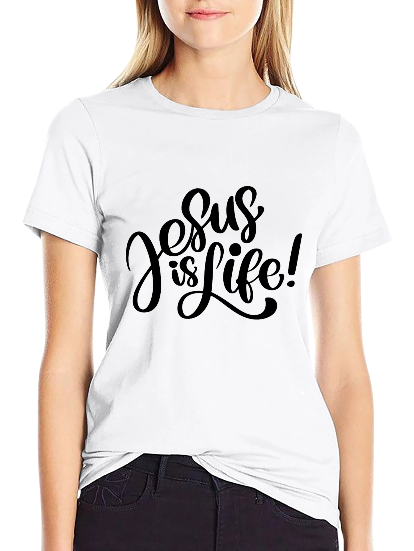 Camiseta Negra: Jesús es Vida! Diseño Único
