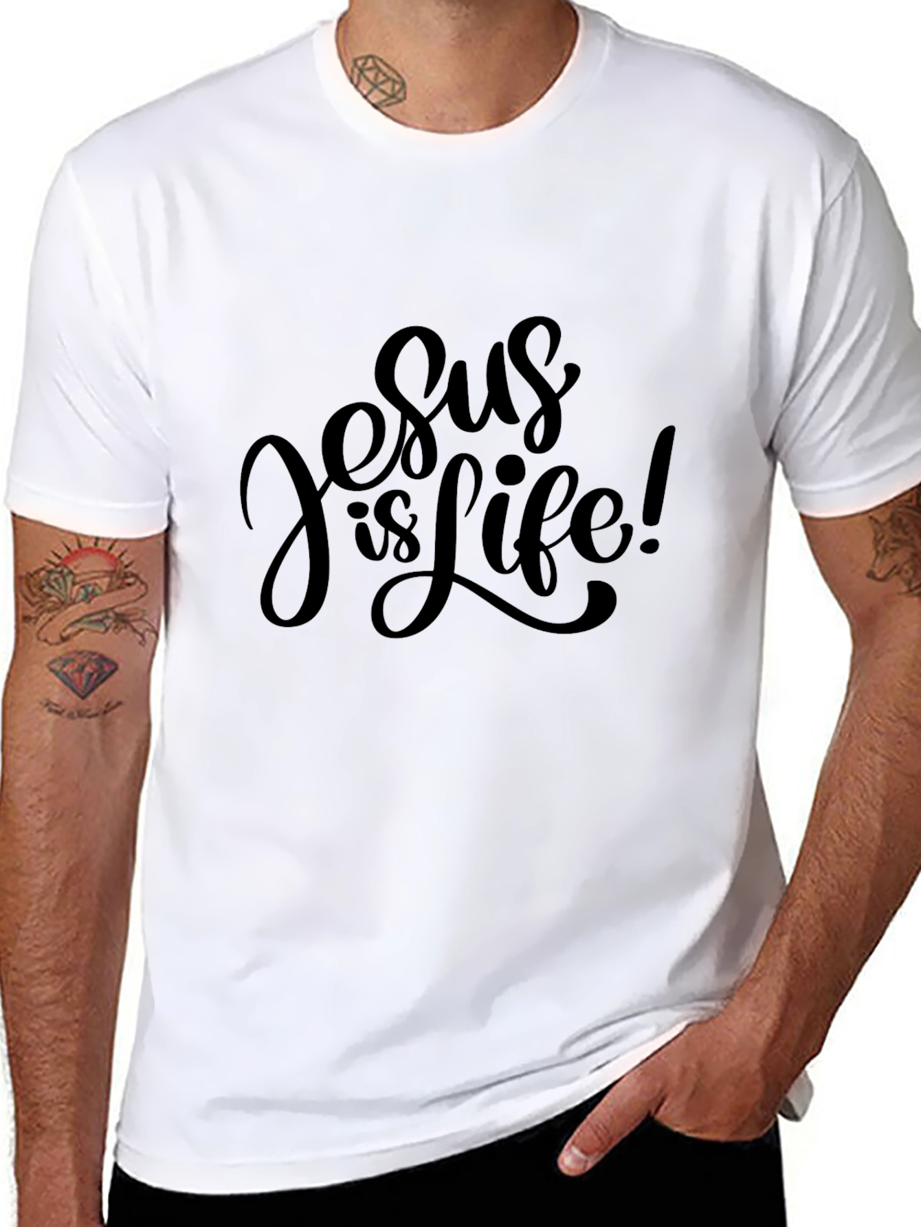 Camiseta Negra: Jesús es Vida! Diseño Único