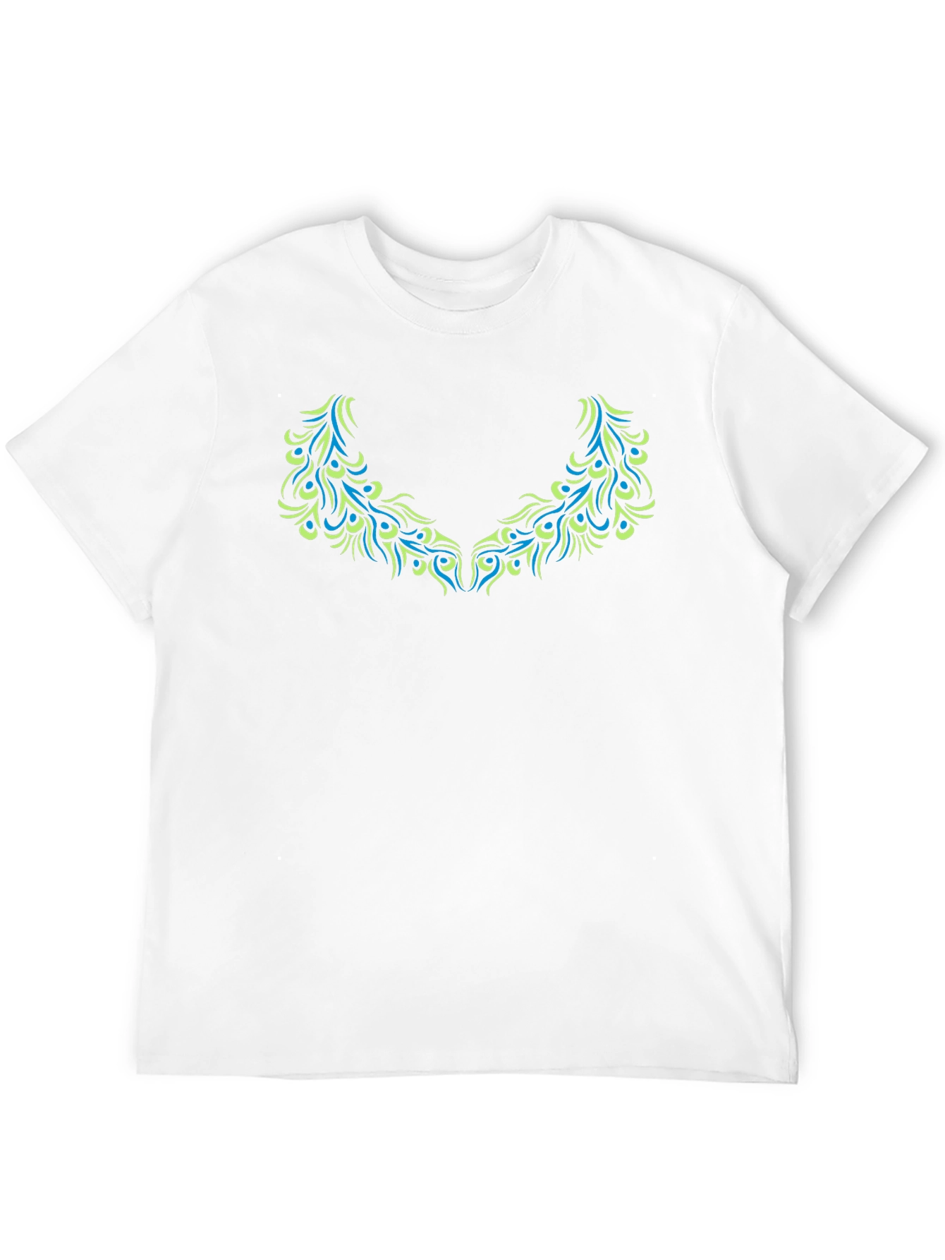 Camiseta Negra Diseño Plumas Estilizadas