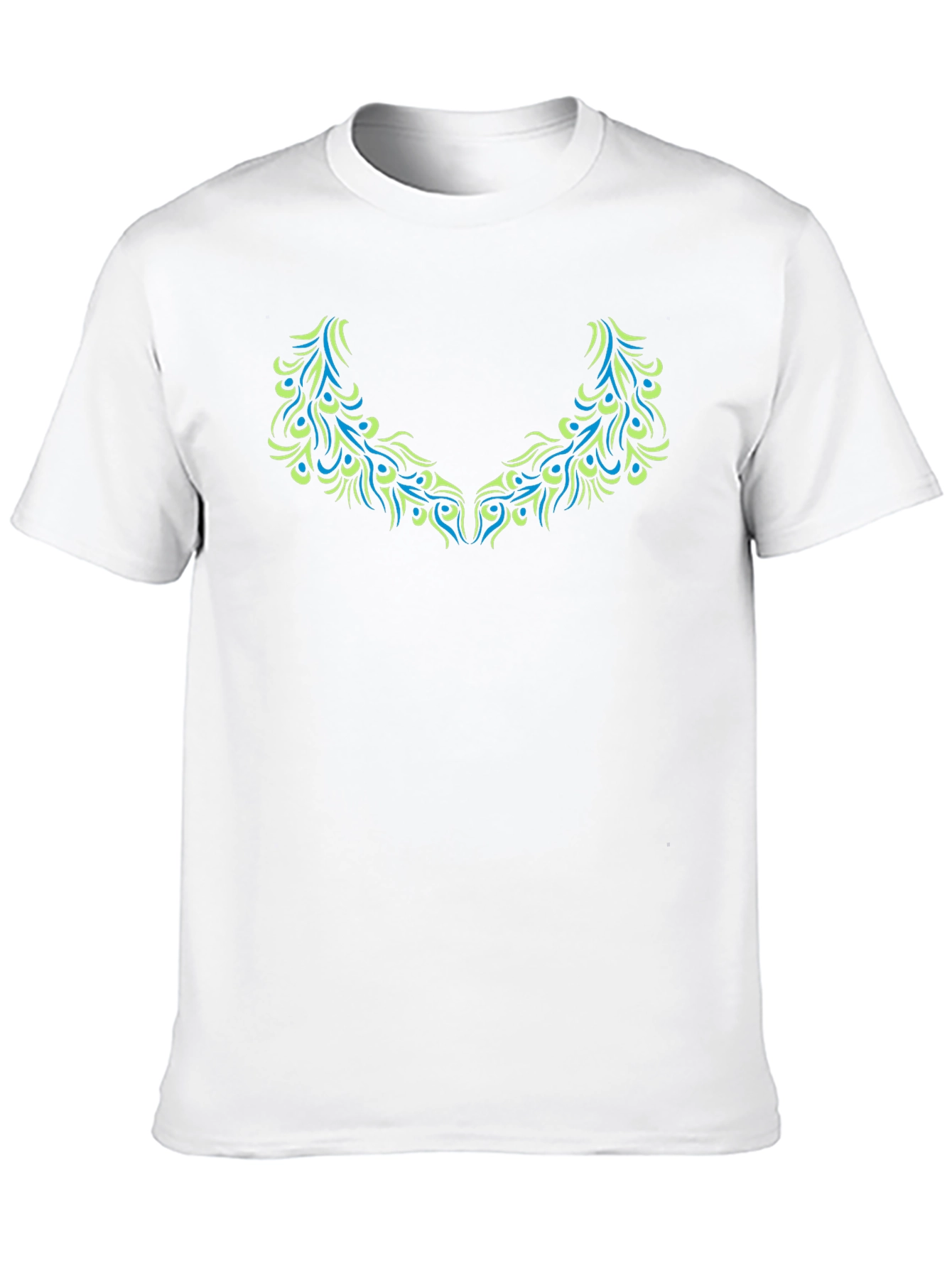 Camiseta Negra Diseño Plumas Estilizadas