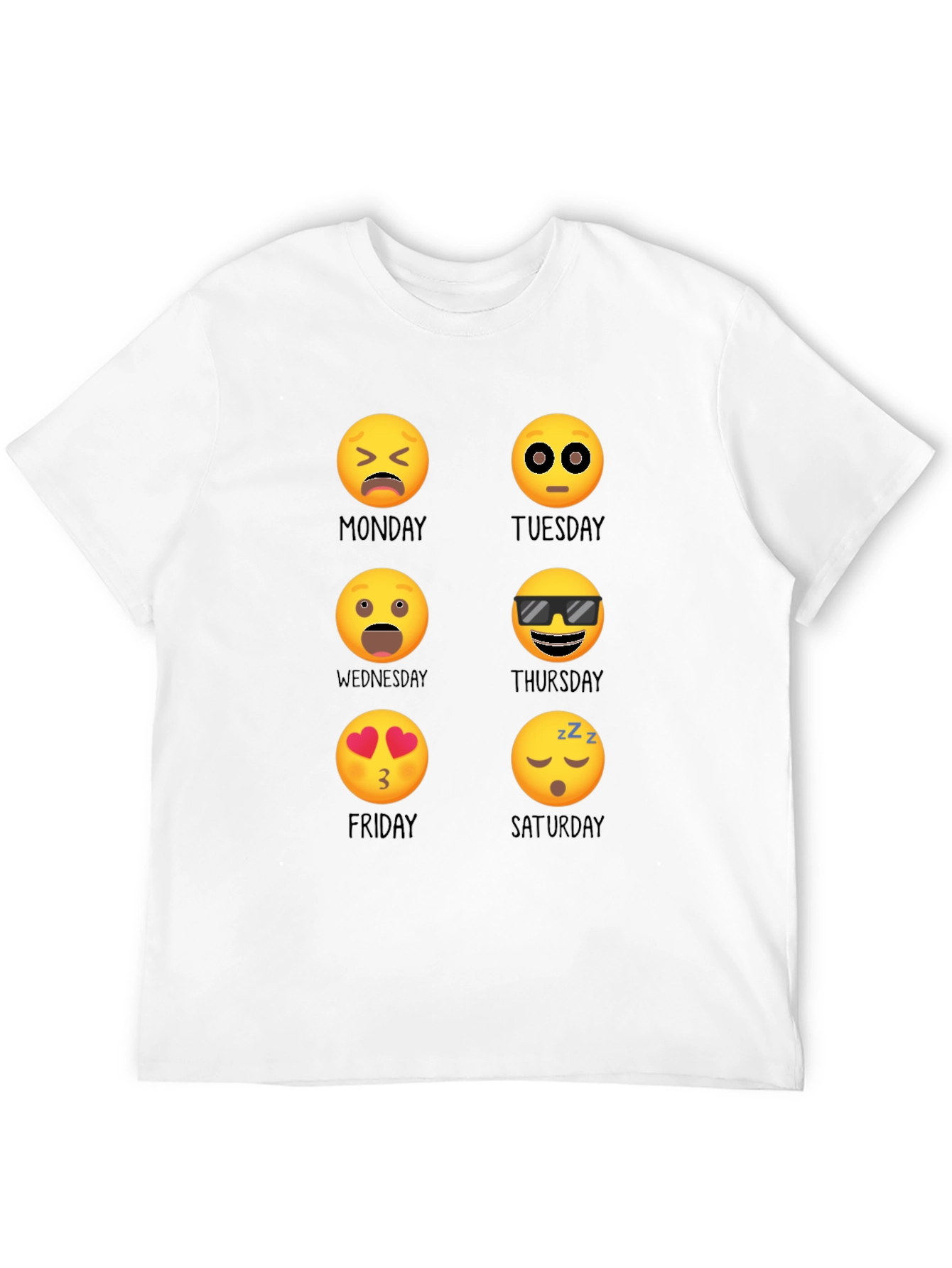 Camiseta Negra Emoji Días de la Semana Casual