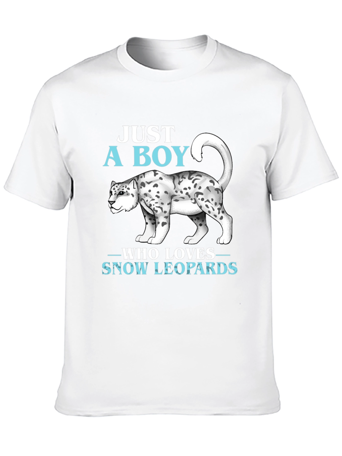 Camiseta Negra: Just A Boy Who Loves Snow Leopards