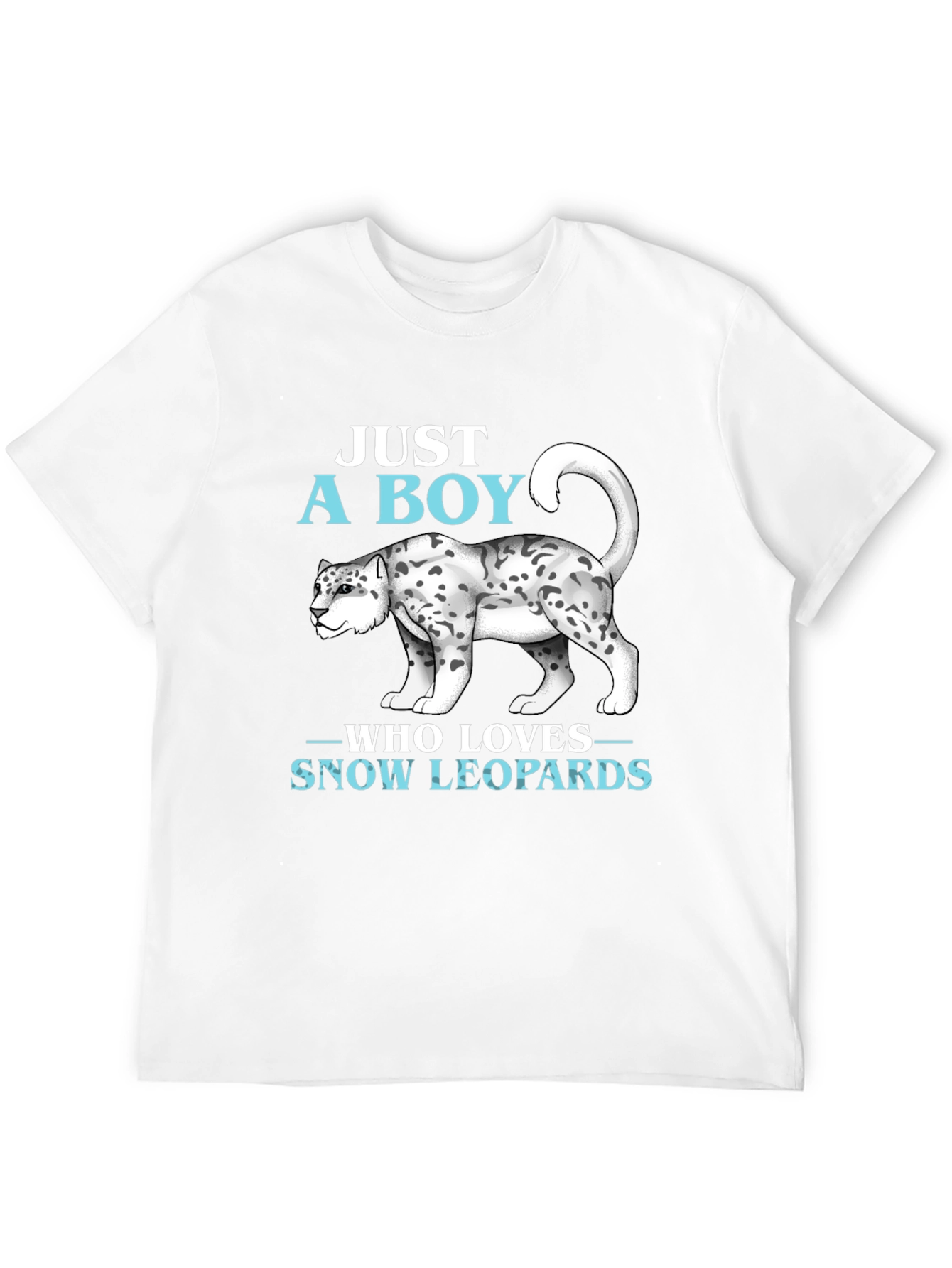 Camiseta Negra: Just A Boy Who Loves Snow Leopards