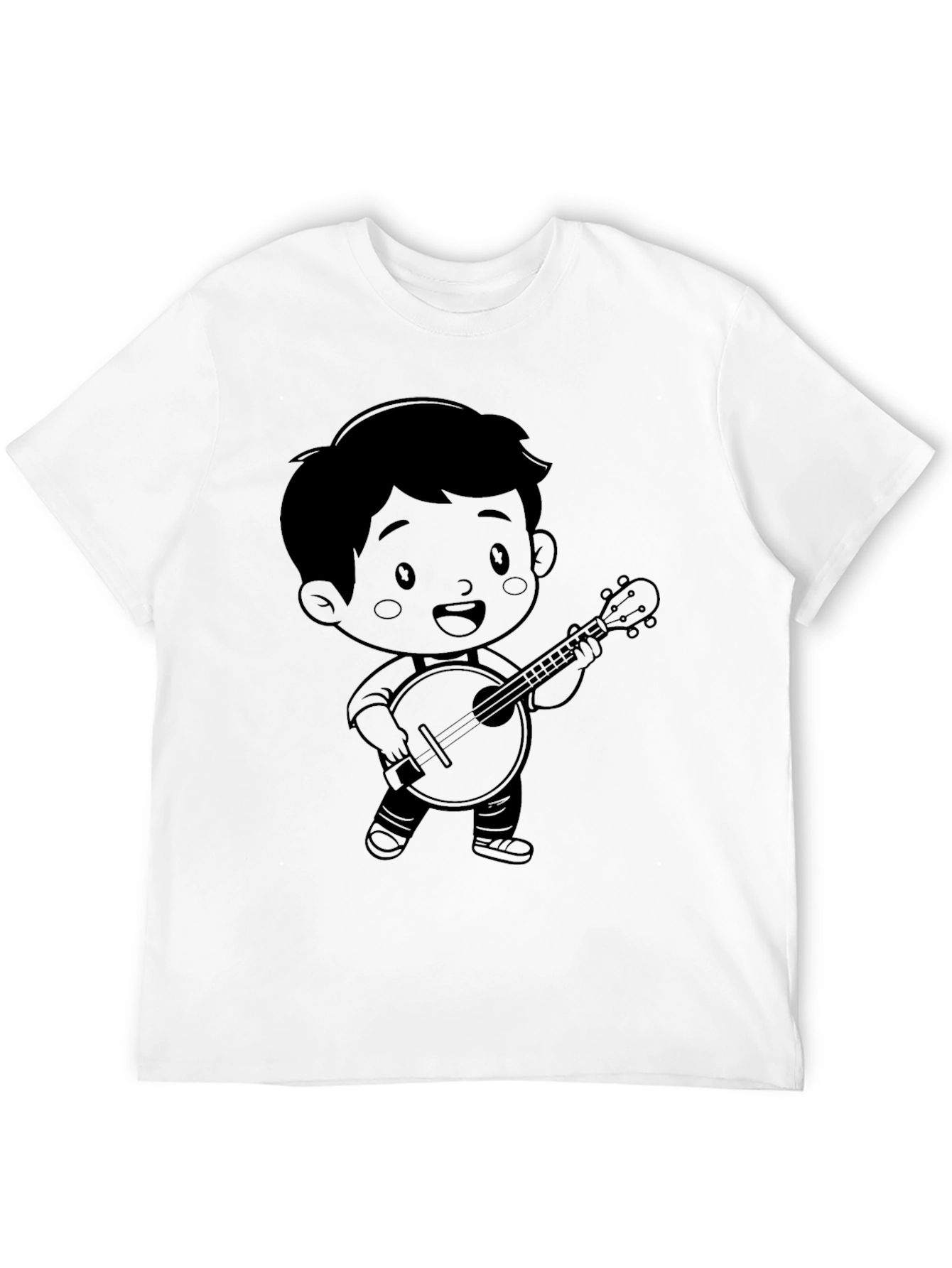 Camiseta Negra con Diseño Infantil de Músico