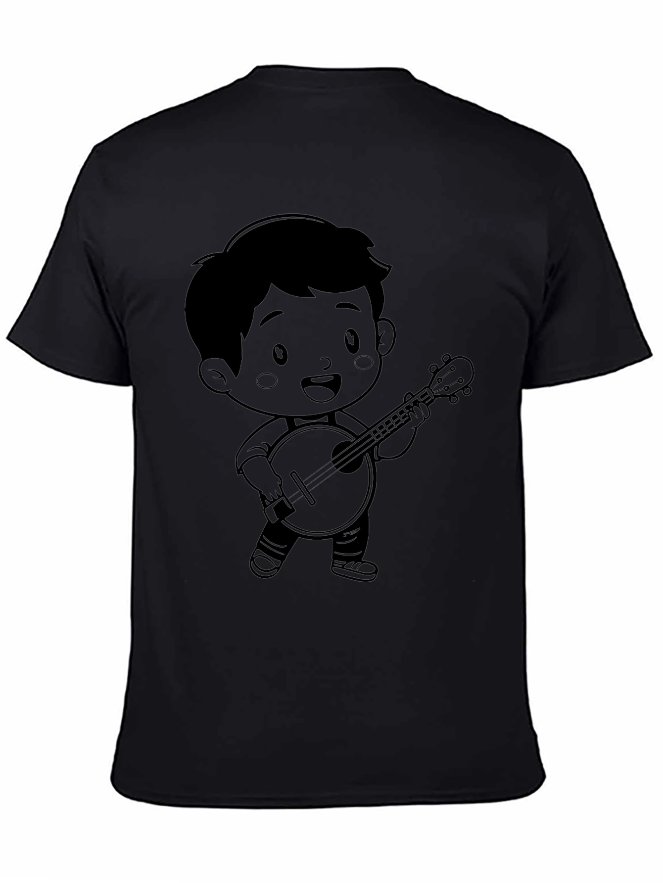 Camiseta Negra con Diseño Infantil de Músico