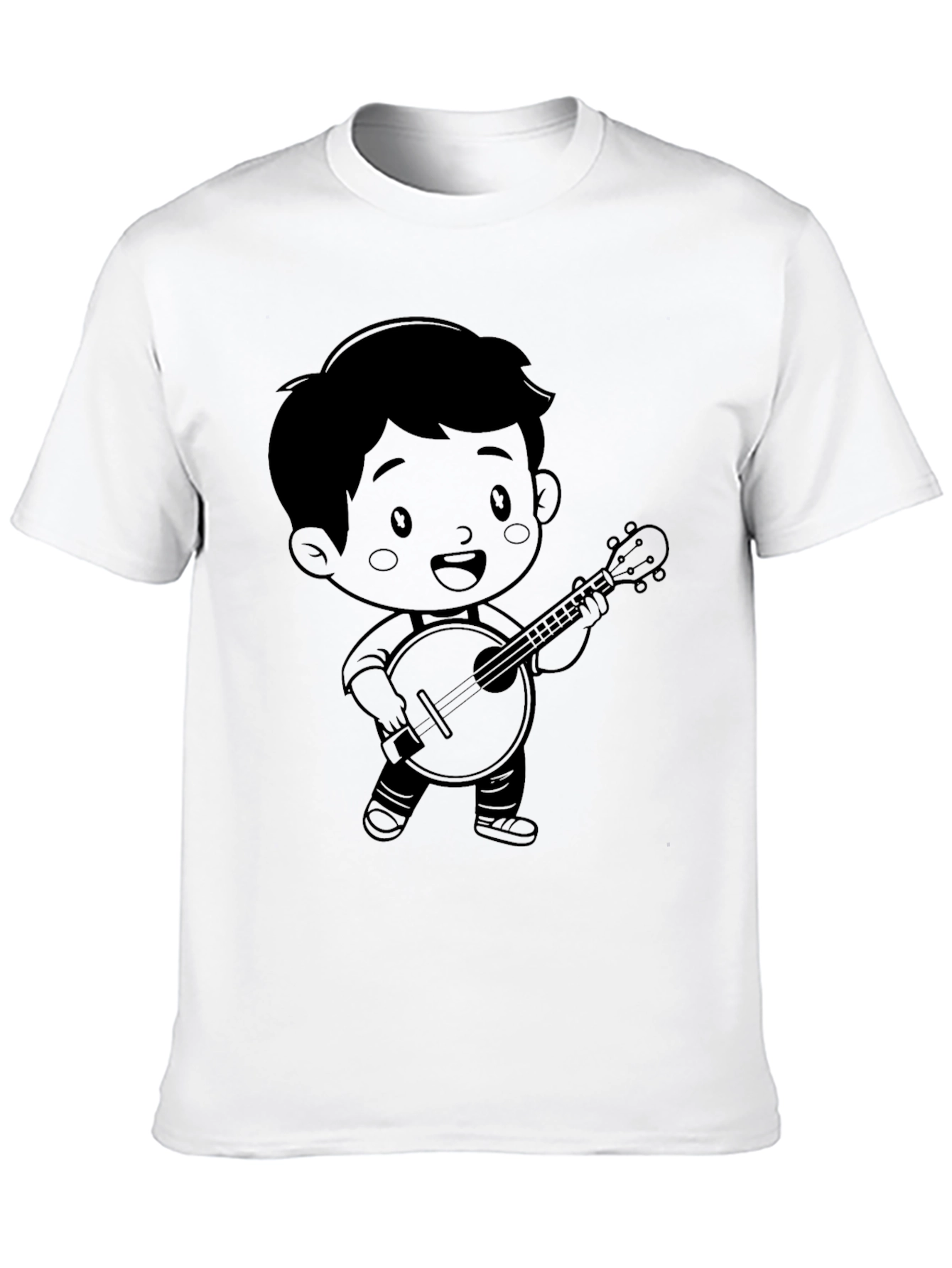 Camiseta Negra con Diseño Infantil de Músico