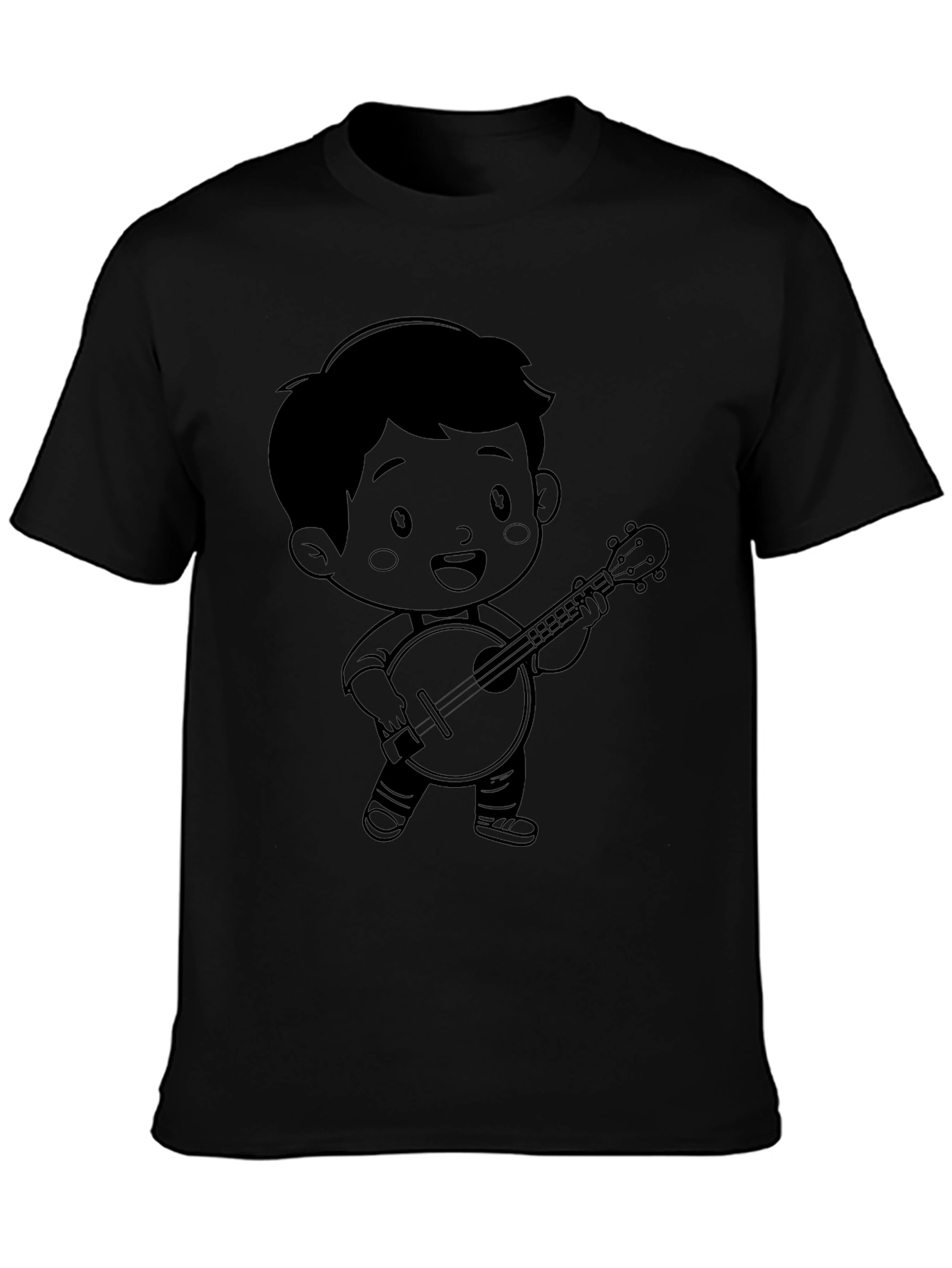 Camiseta Negra con Diseño Infantil de Músico