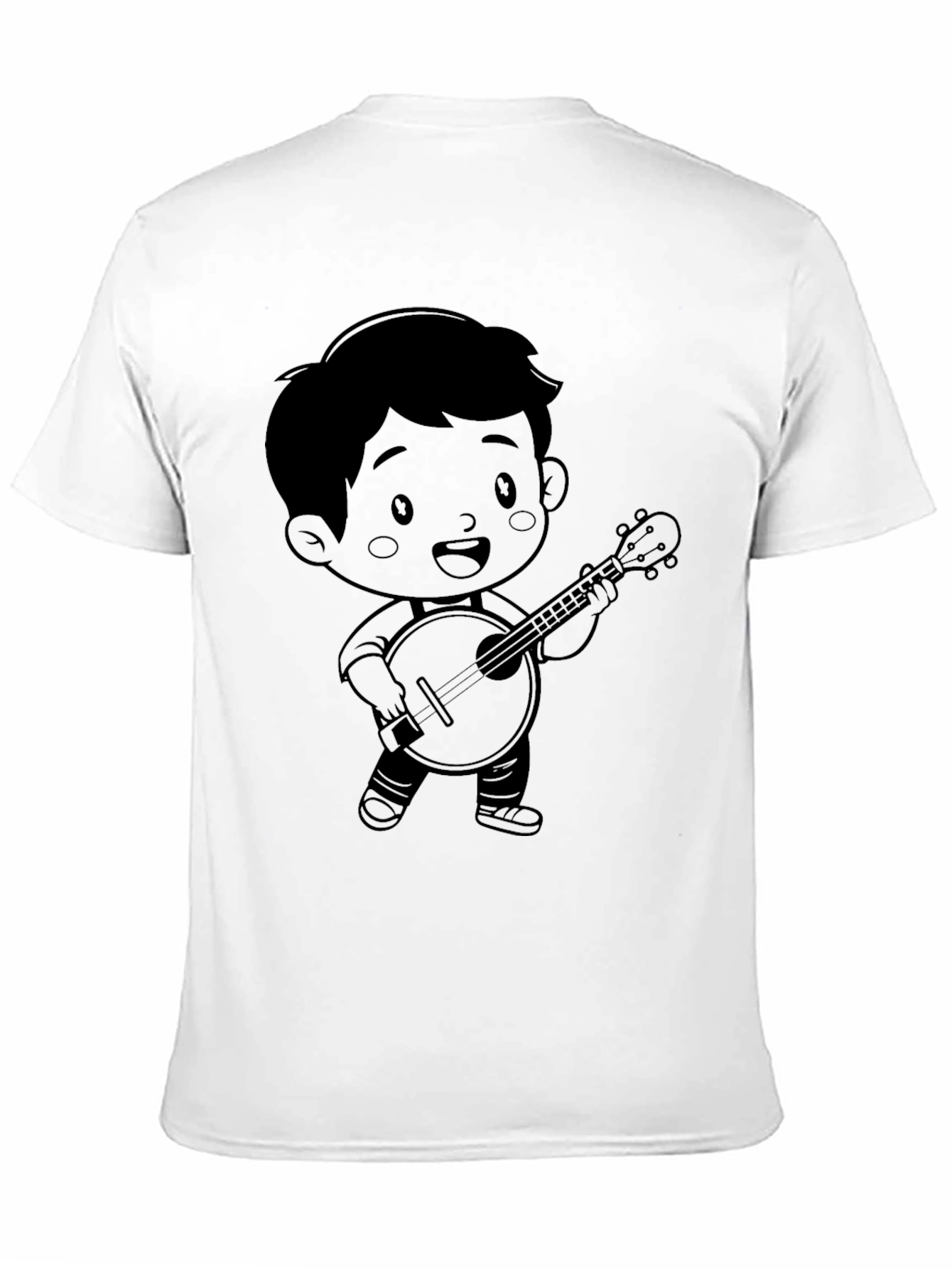 Camiseta Negra con Diseño Infantil de Músico