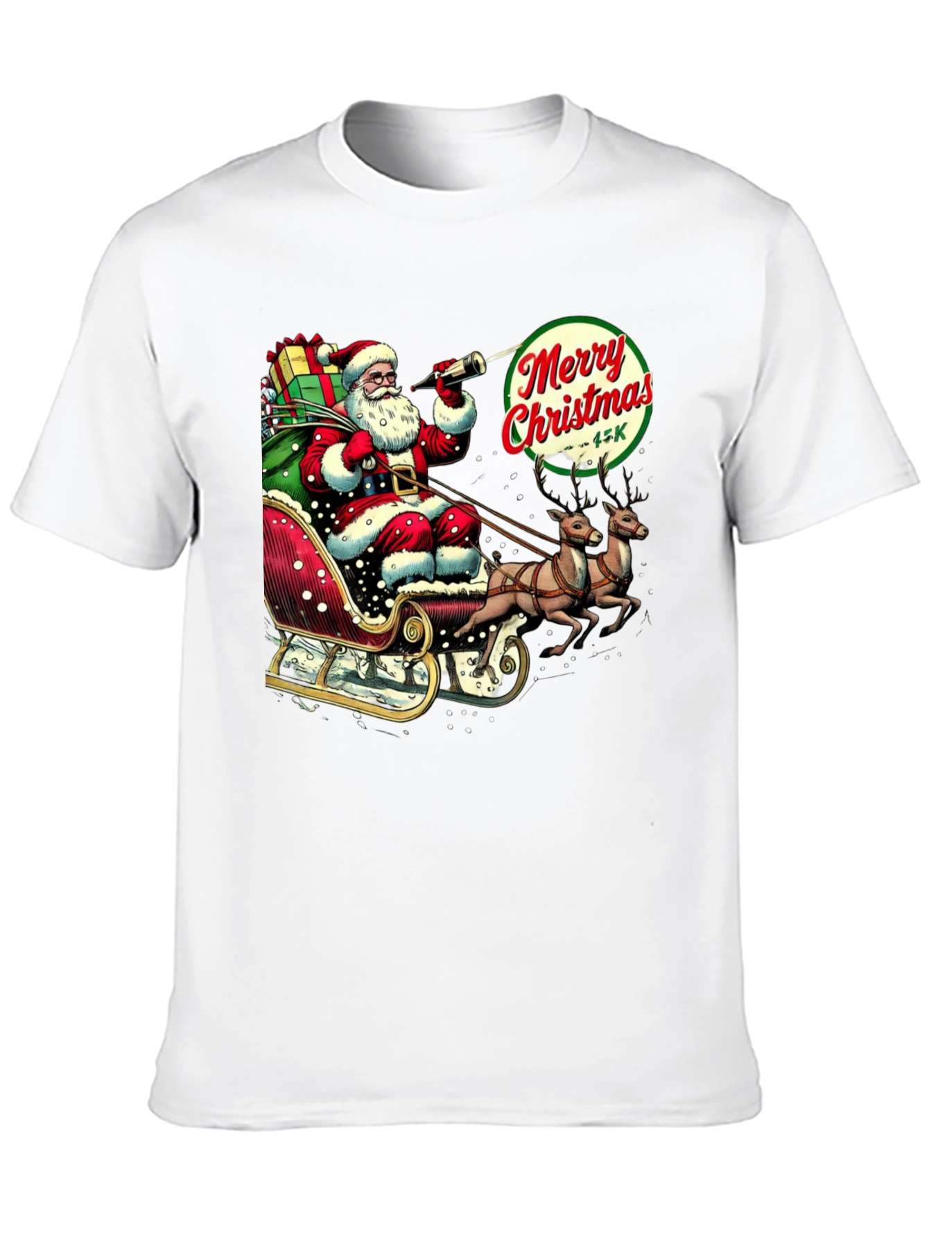 Camiseta Navideña Santa Claus y Reno