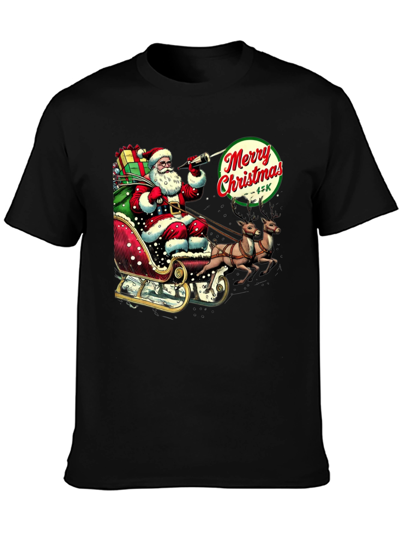 Camiseta Navideña Santa Claus y Reno