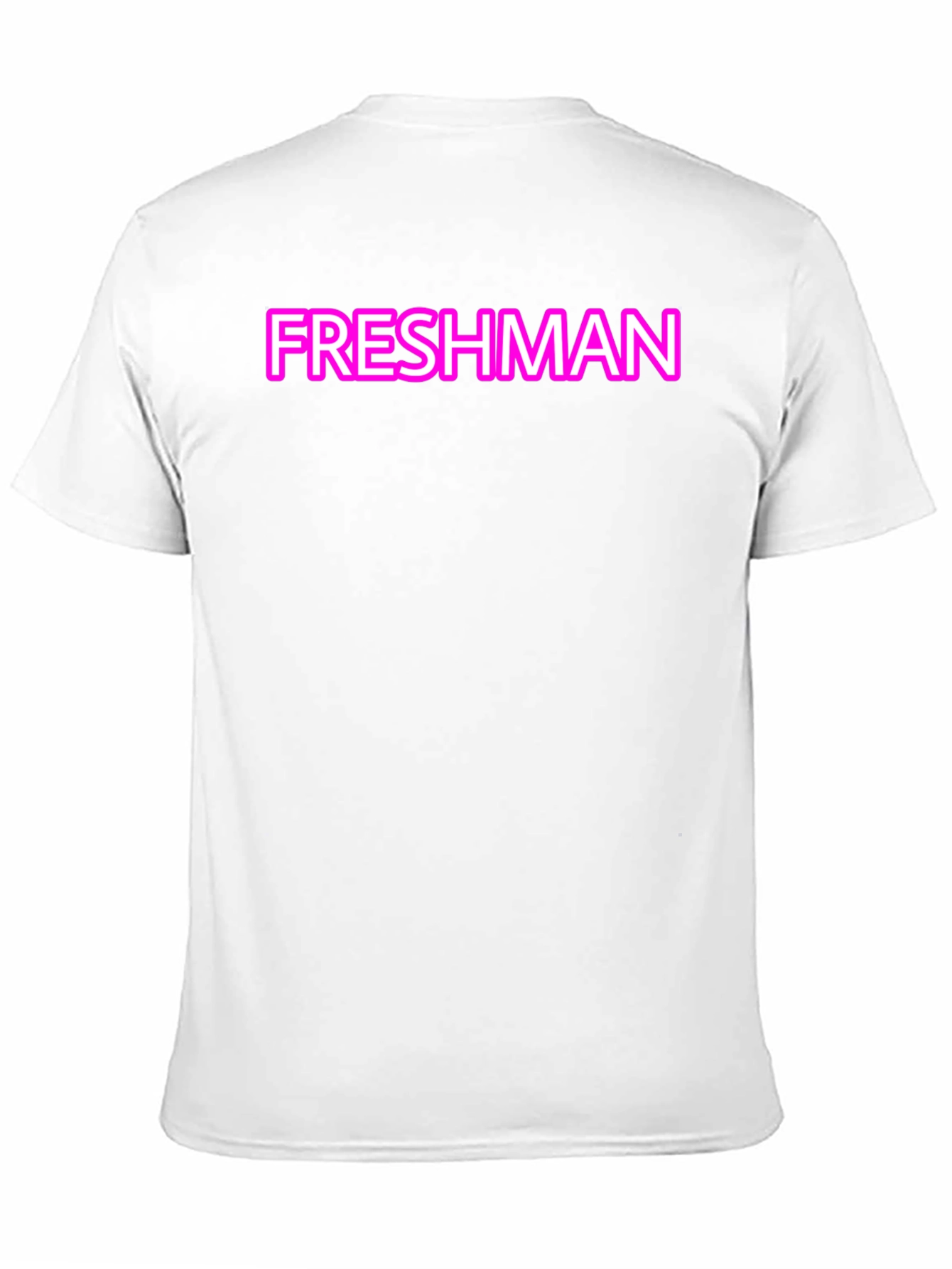Camiseta Freshman Negra con Letras Neón Rosadas