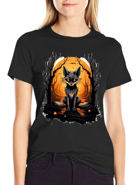 Camiseta Negra con Zorro Halloween