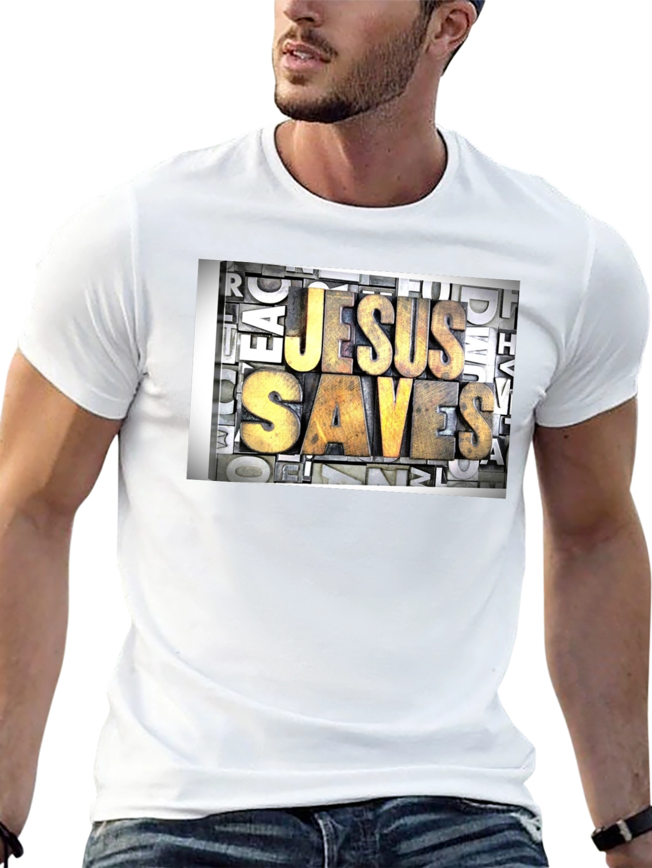 Camiseta Negra Jesús Salva - Estilo Retro
