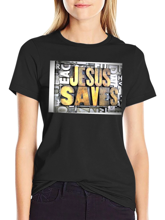 Camiseta Negra Jesús Salva - Estilo Retro
