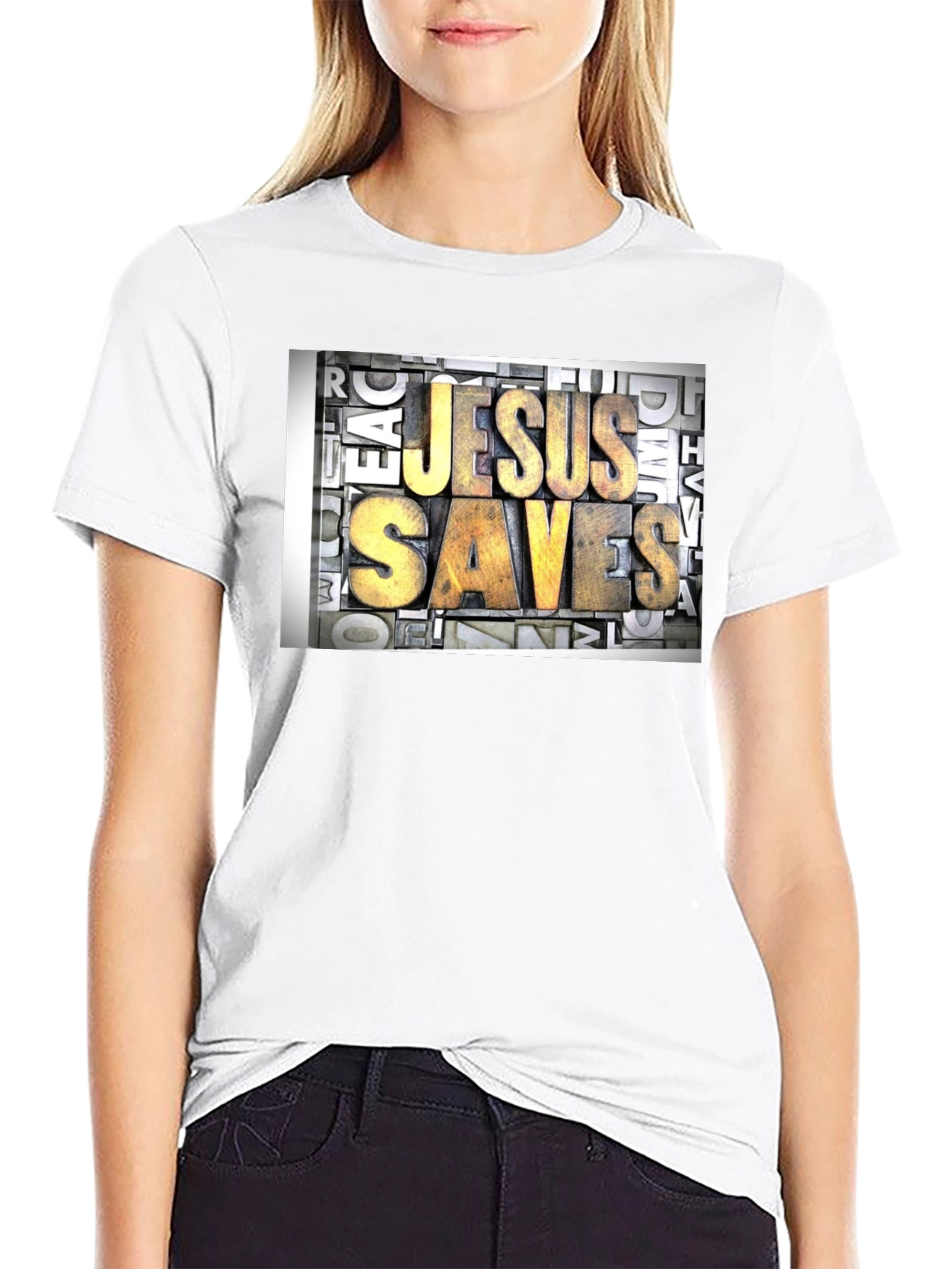 Camiseta Negra Jesús Salva - Estilo Retro