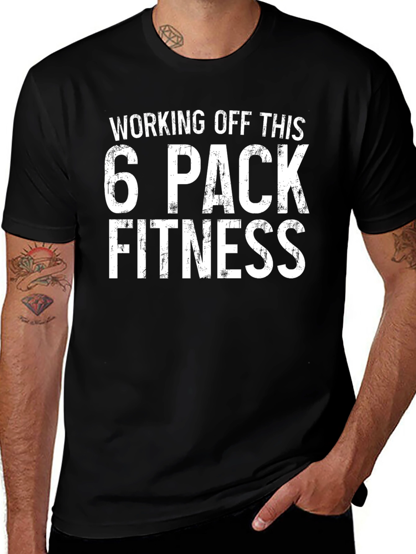 Camiseta Negra Fitness 6 Pack Divertida