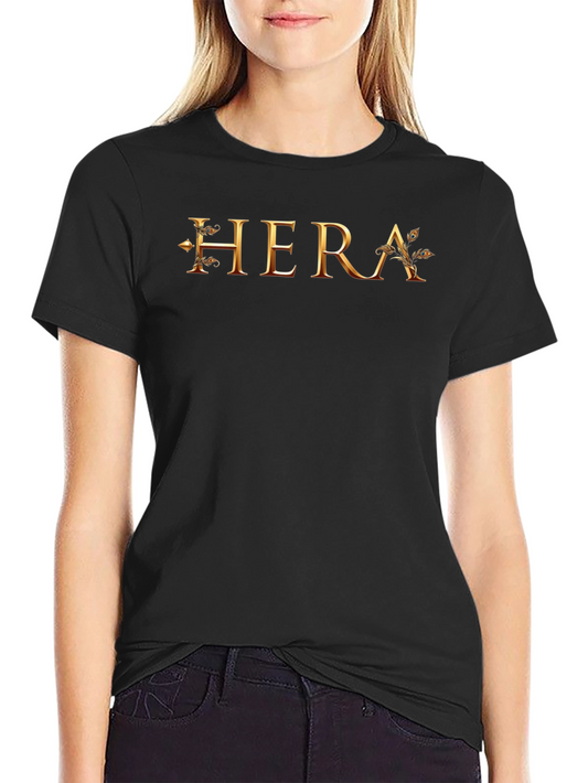 Camiseta Negra con Diseño Dorado HERA