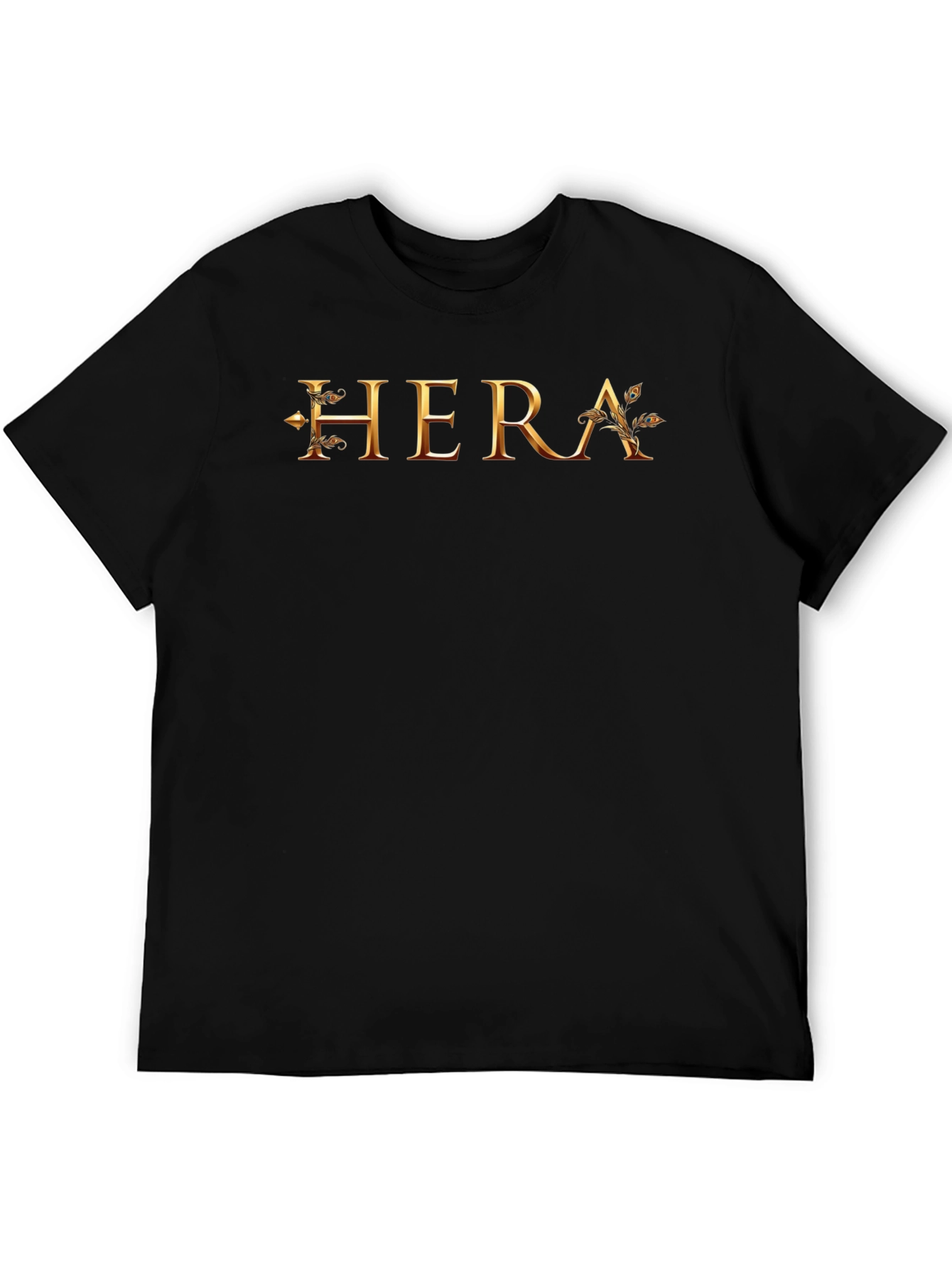 Camiseta Negra con Diseño Dorado HERA