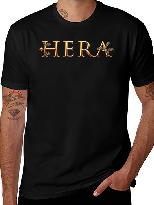 Camiseta Negra con Diseño Dorado HERA