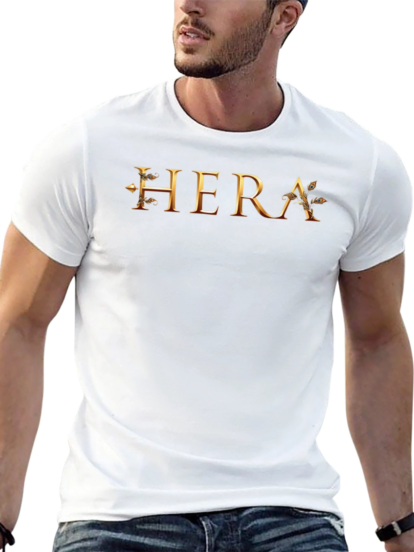 Camiseta Negra con Diseño Dorado HERA