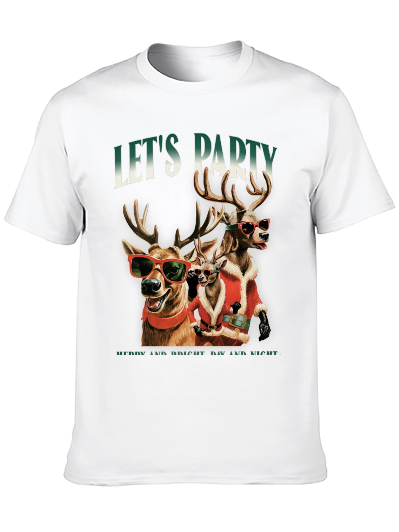 Camiseta Festiva de Ciervos Navideños