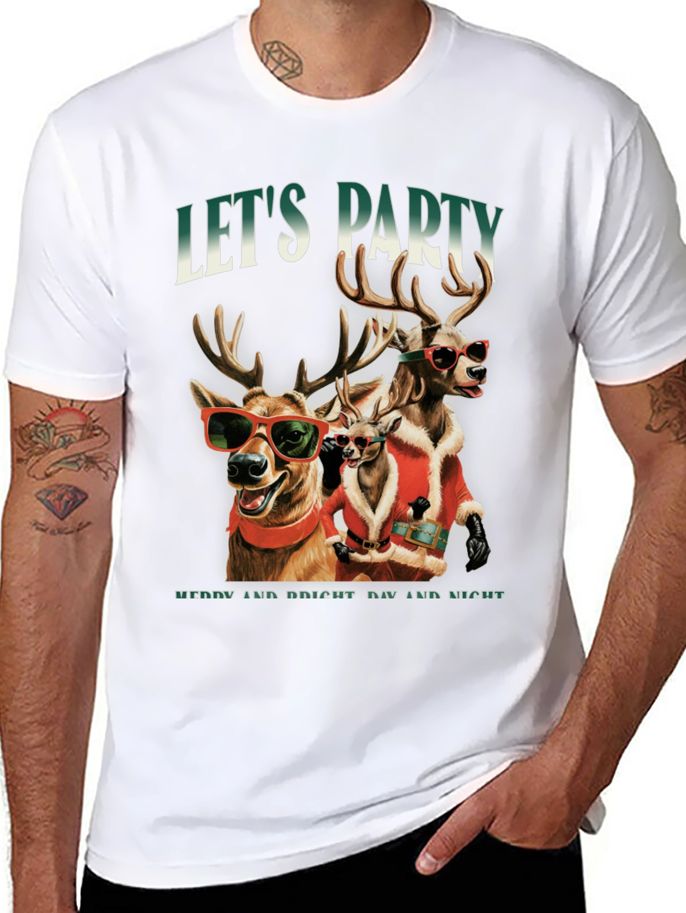 Camiseta Festiva de Ciervos Navideños