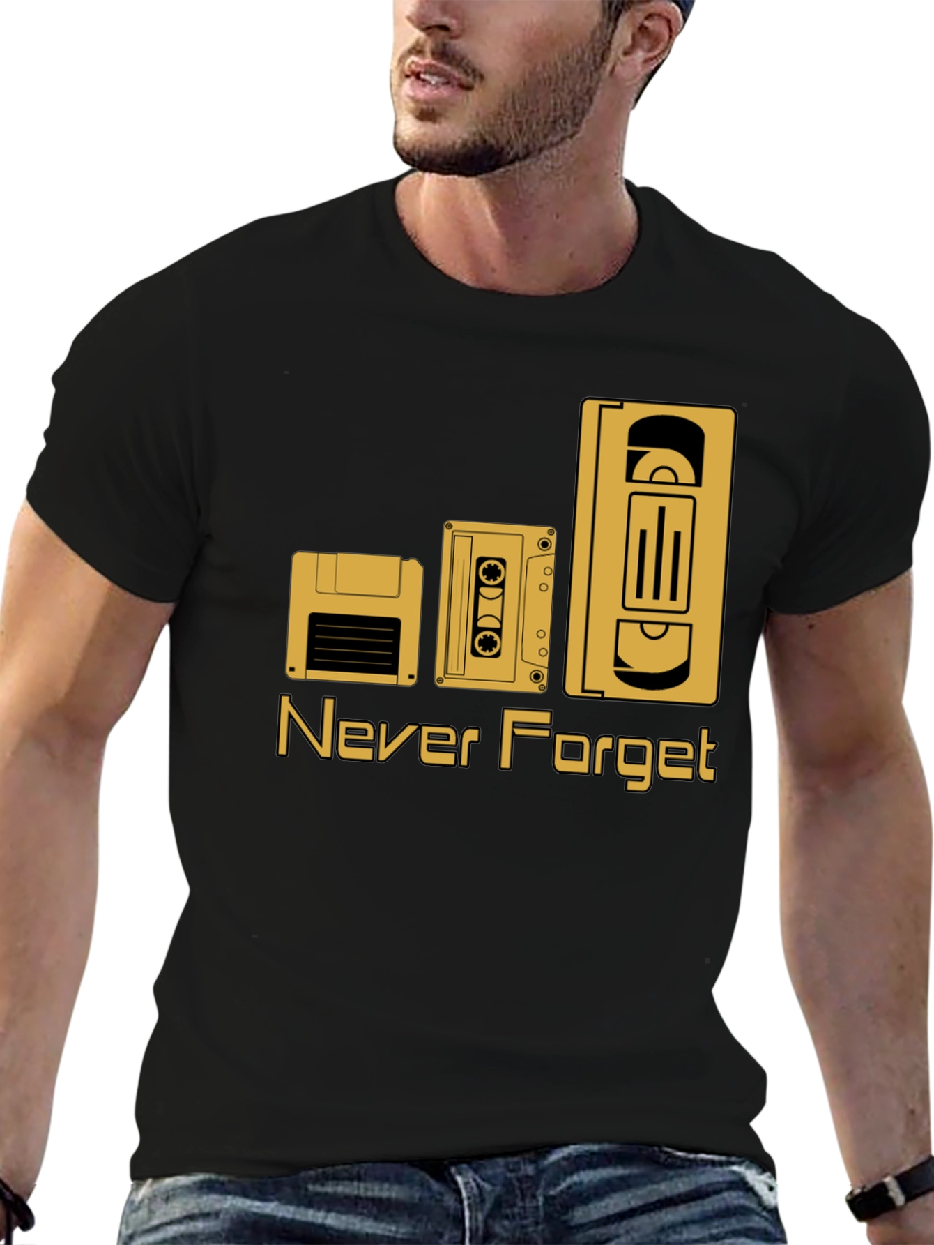 Camiseta Negra Retro Never Forget