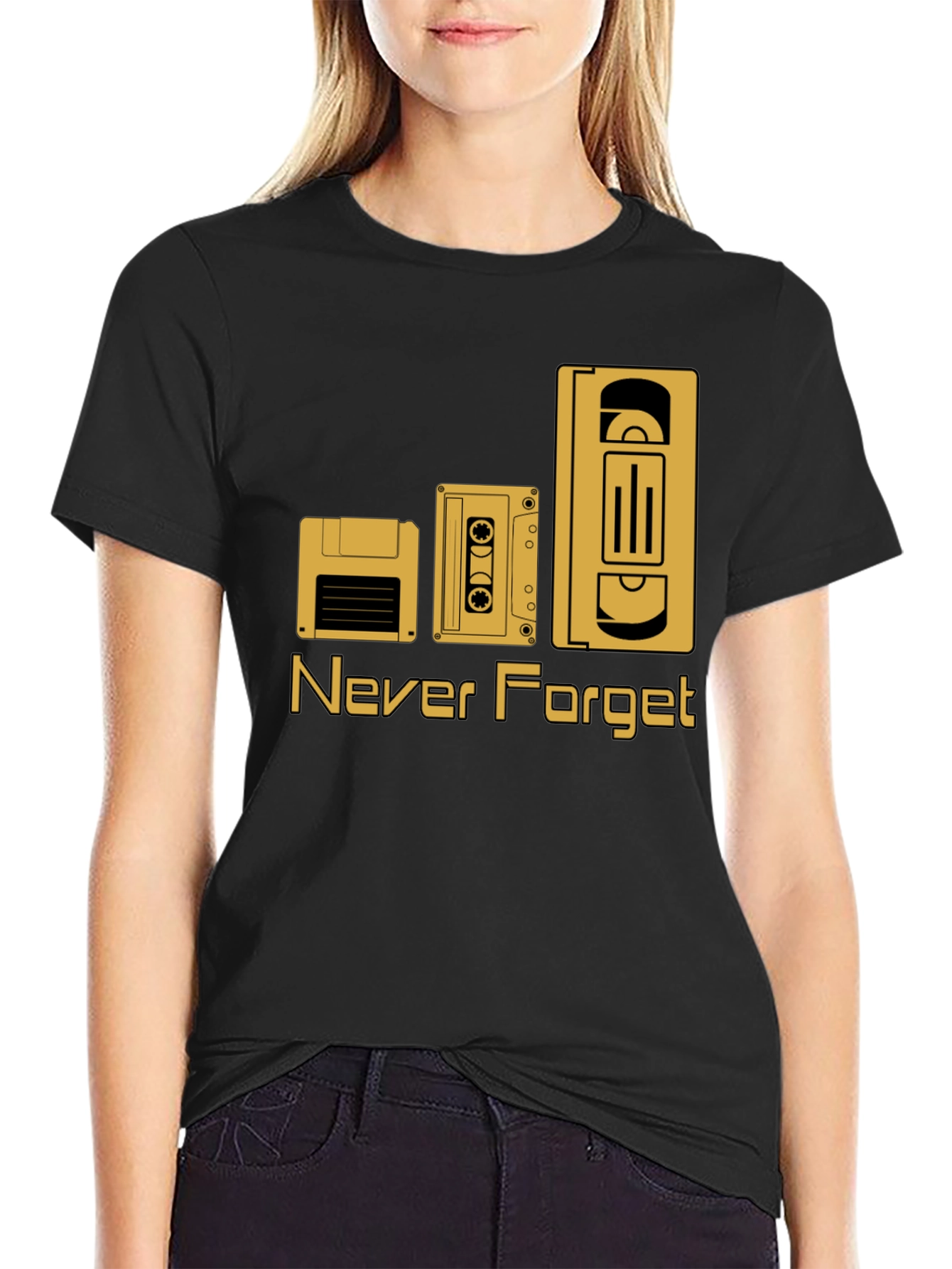 Camiseta Negra Retro Never Forget