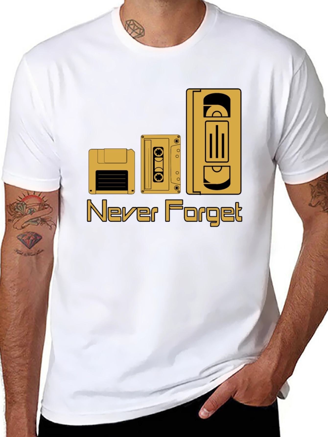 Camiseta Negra Retro Never Forget