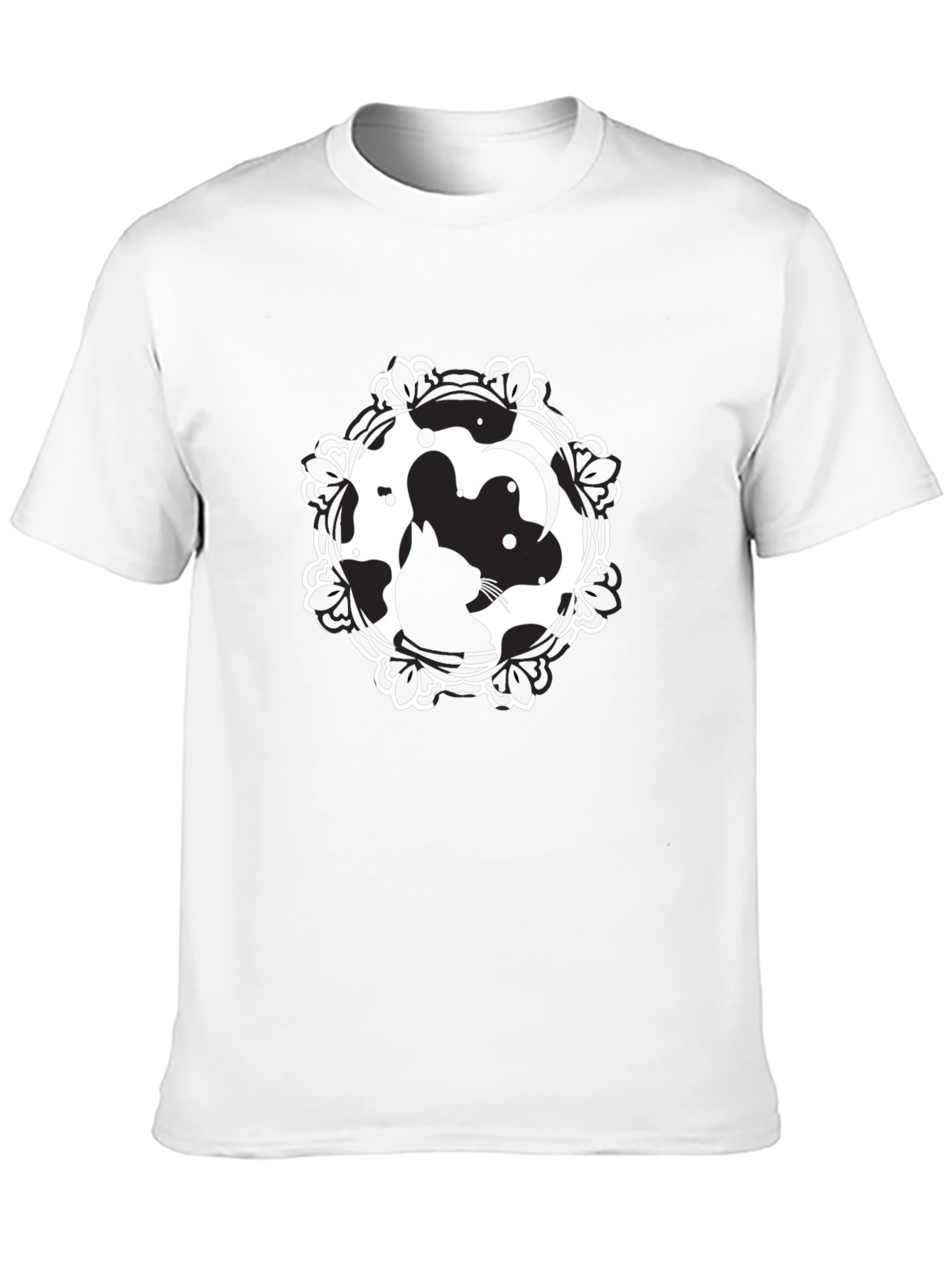 Camiseta Negra Estampado Ratón Yin Yang Casual Hombre