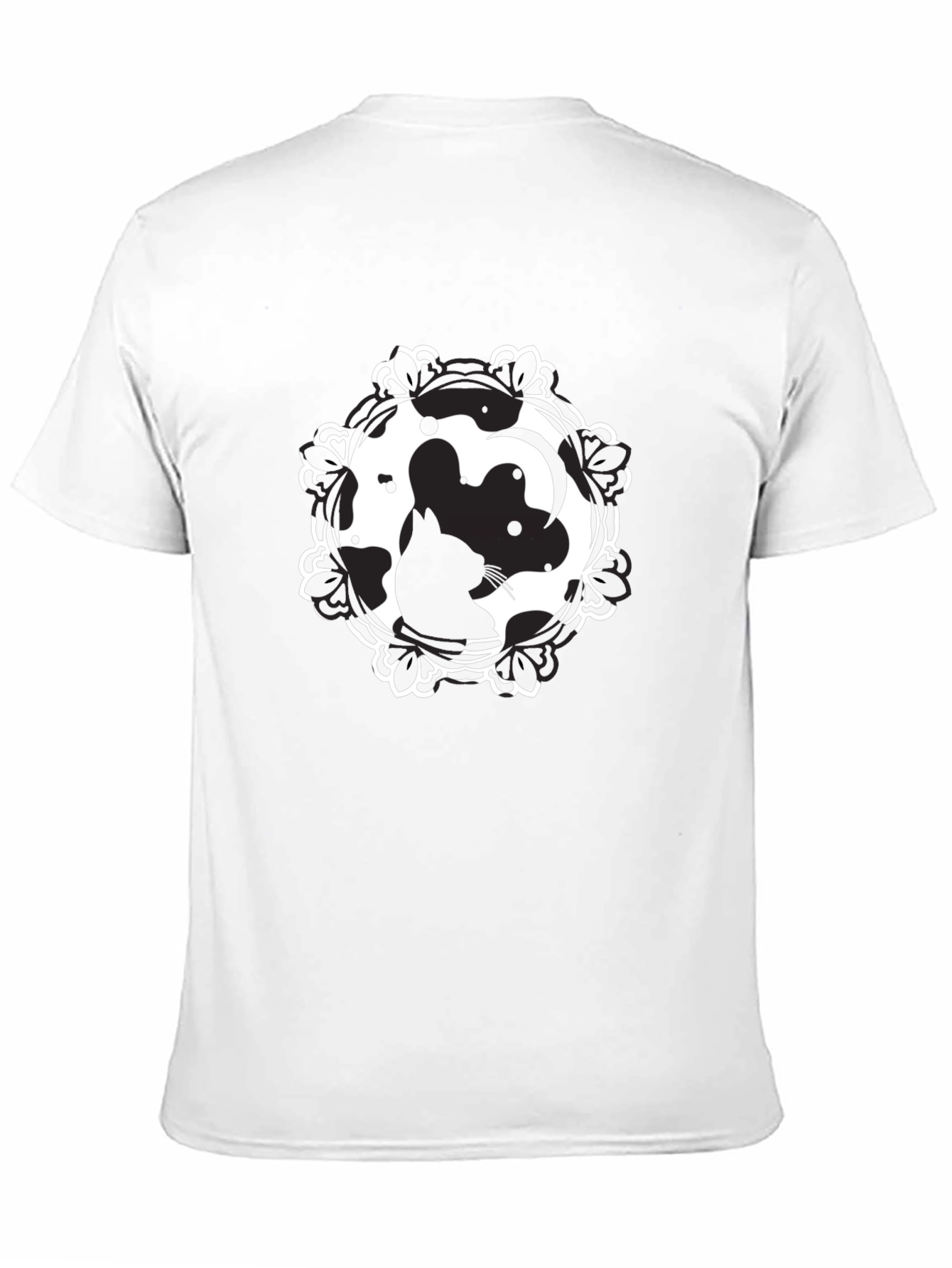 Camiseta Negra Estampado Ratón Yin Yang Casual Hombre