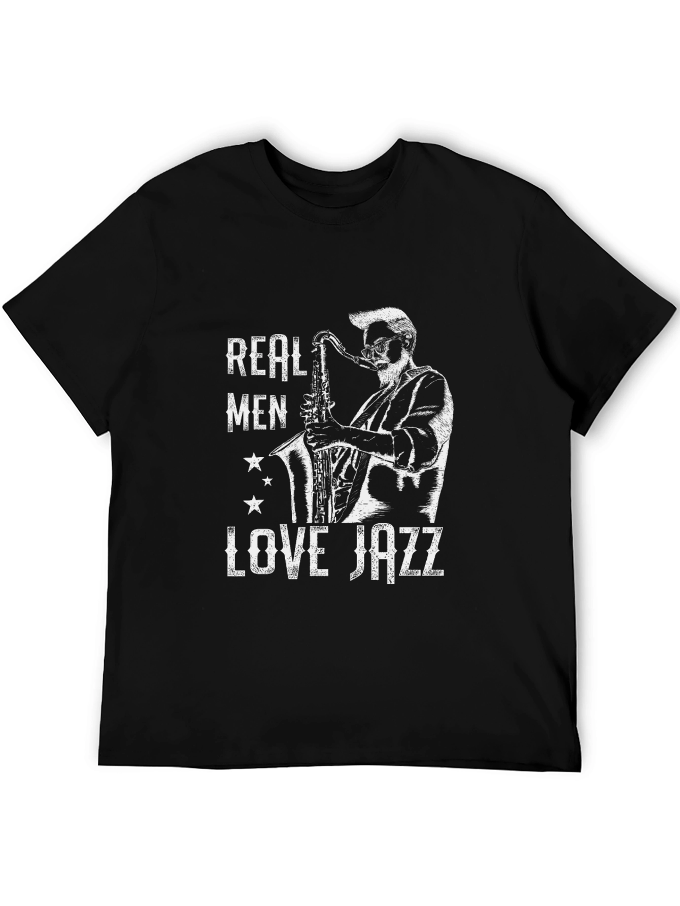 Camiseta Negra Hombre Real Men Love Jazz