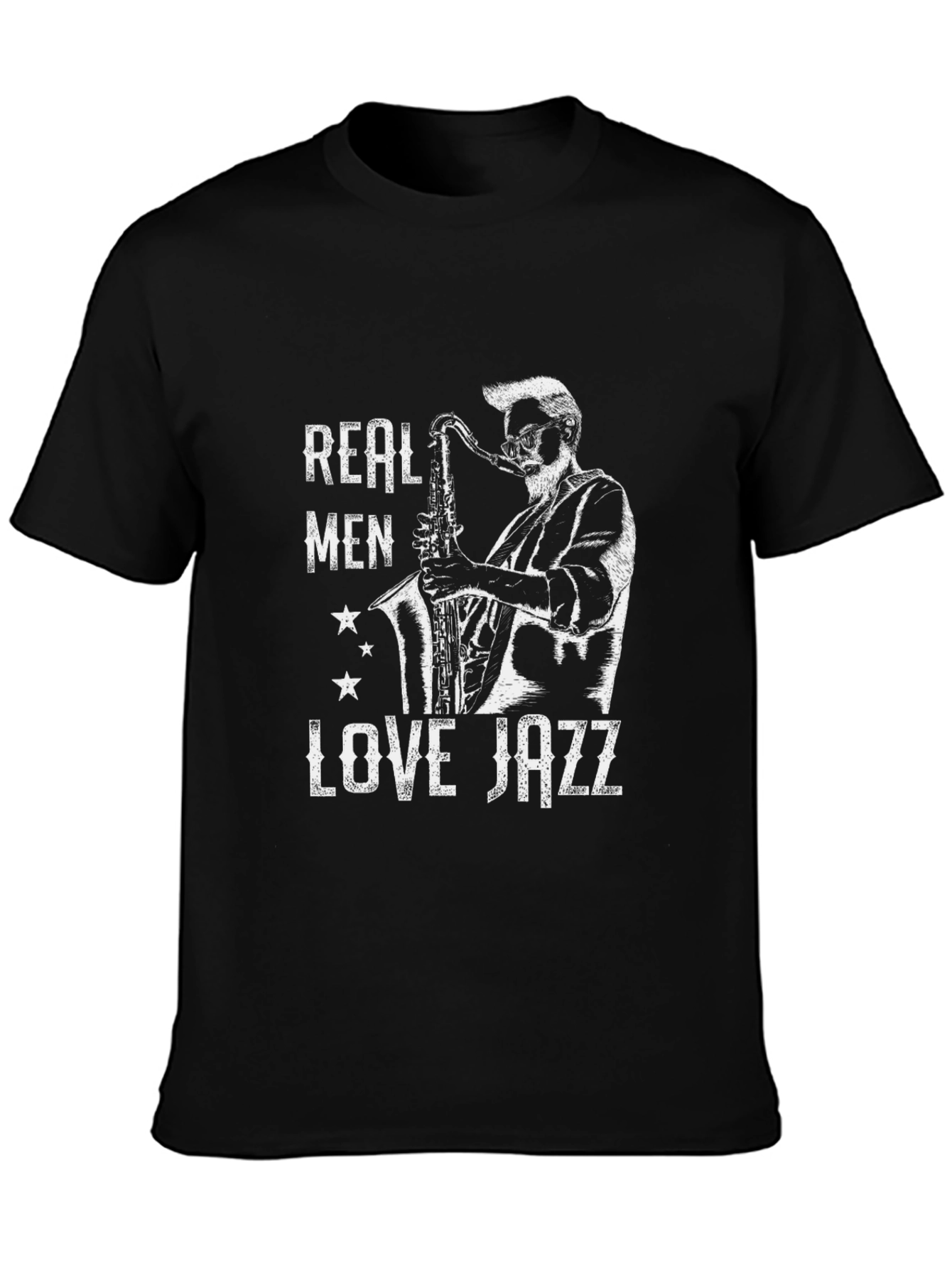 Camiseta Negra Hombre Real Men Love Jazz